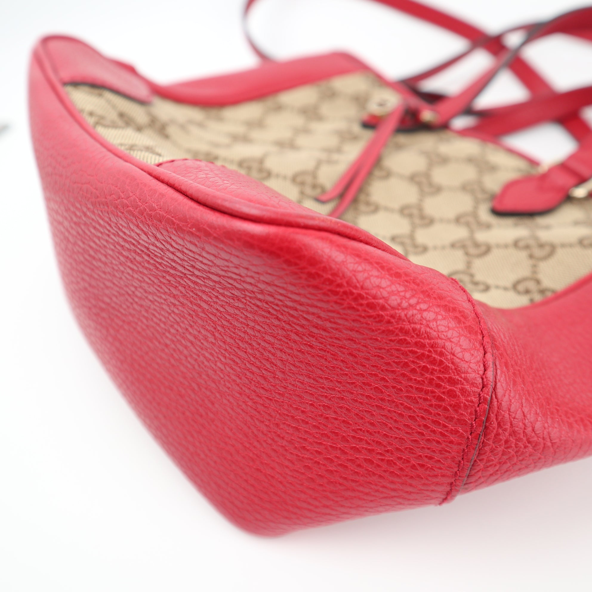 Gucci GG Canvas Bree Top Handle Tote Small Red Crossbody Bag C1545 | Pre-Owned Excellent Red Monogram Canvas