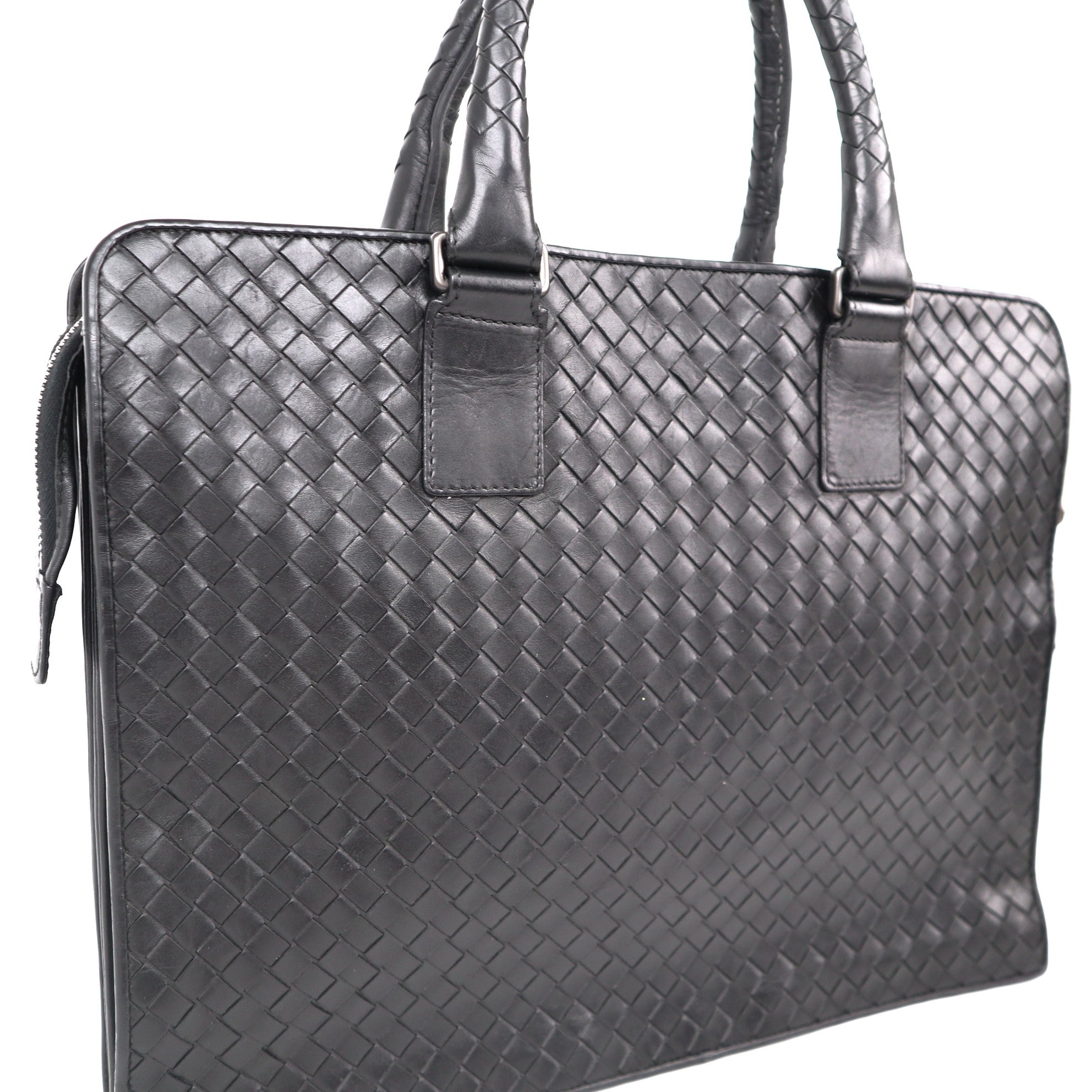 C2041 Bottega Veneta black leather briefcase-Pre Owned