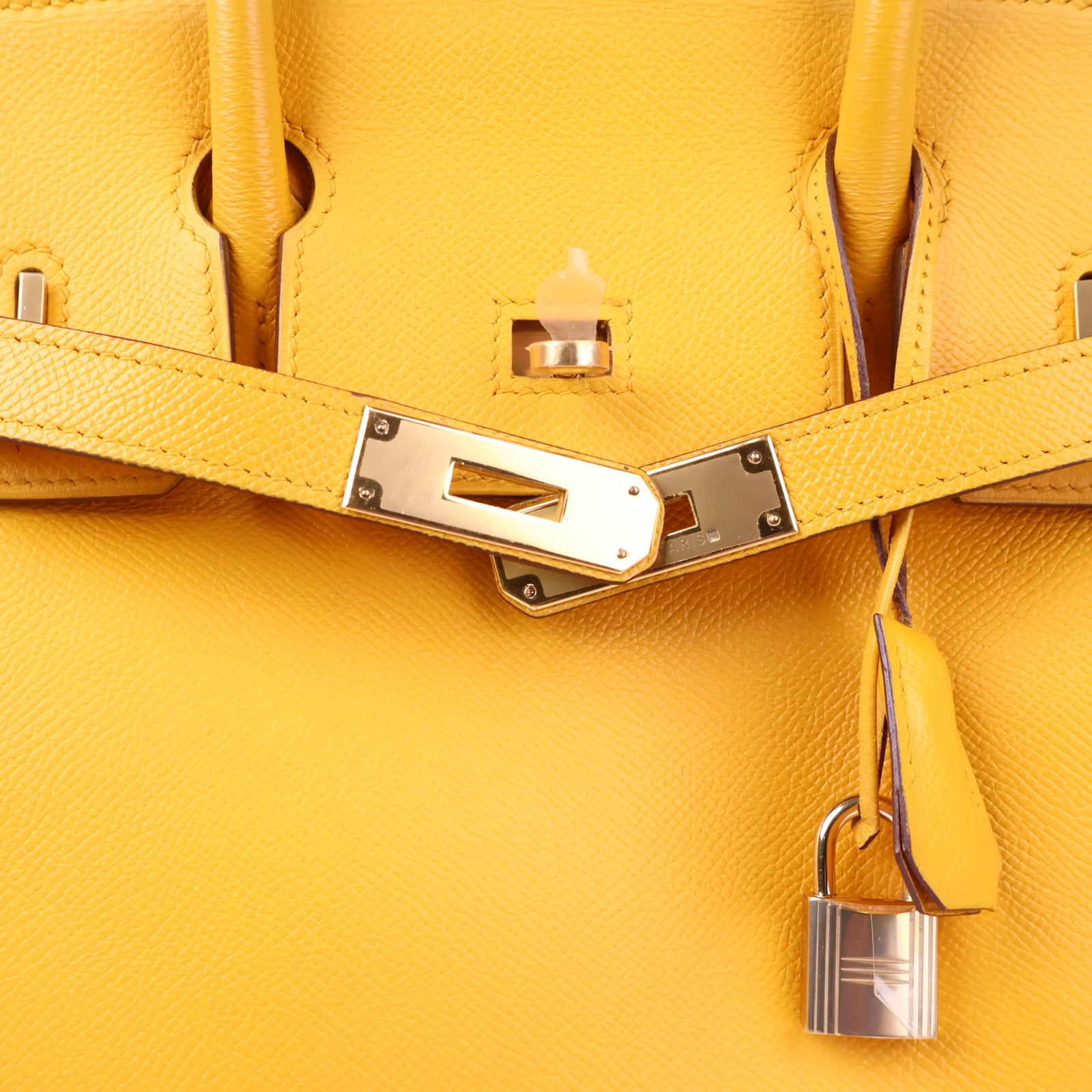 Hermes Birkin 30 Vintage Yellow Top Handle Bag J3014 | Pre-Owned Excellent Yellow Plain Courchevel leather, Epsom leather
