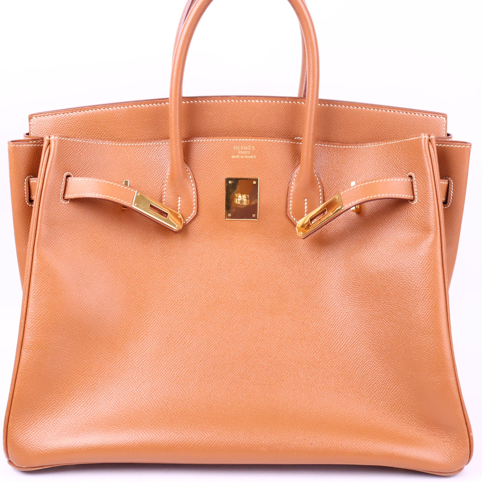 Hermes Birkin 35-Stamp Square D 2000 Top Handle Bag J3015 | Pre-Owned Very Good Gold Plain Epsom leather