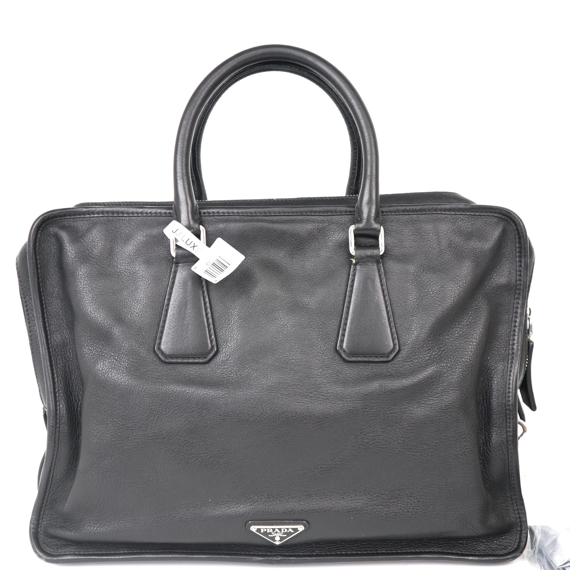 C2038 PRADA Weekender Briefcase Bag Black-Pre Owned