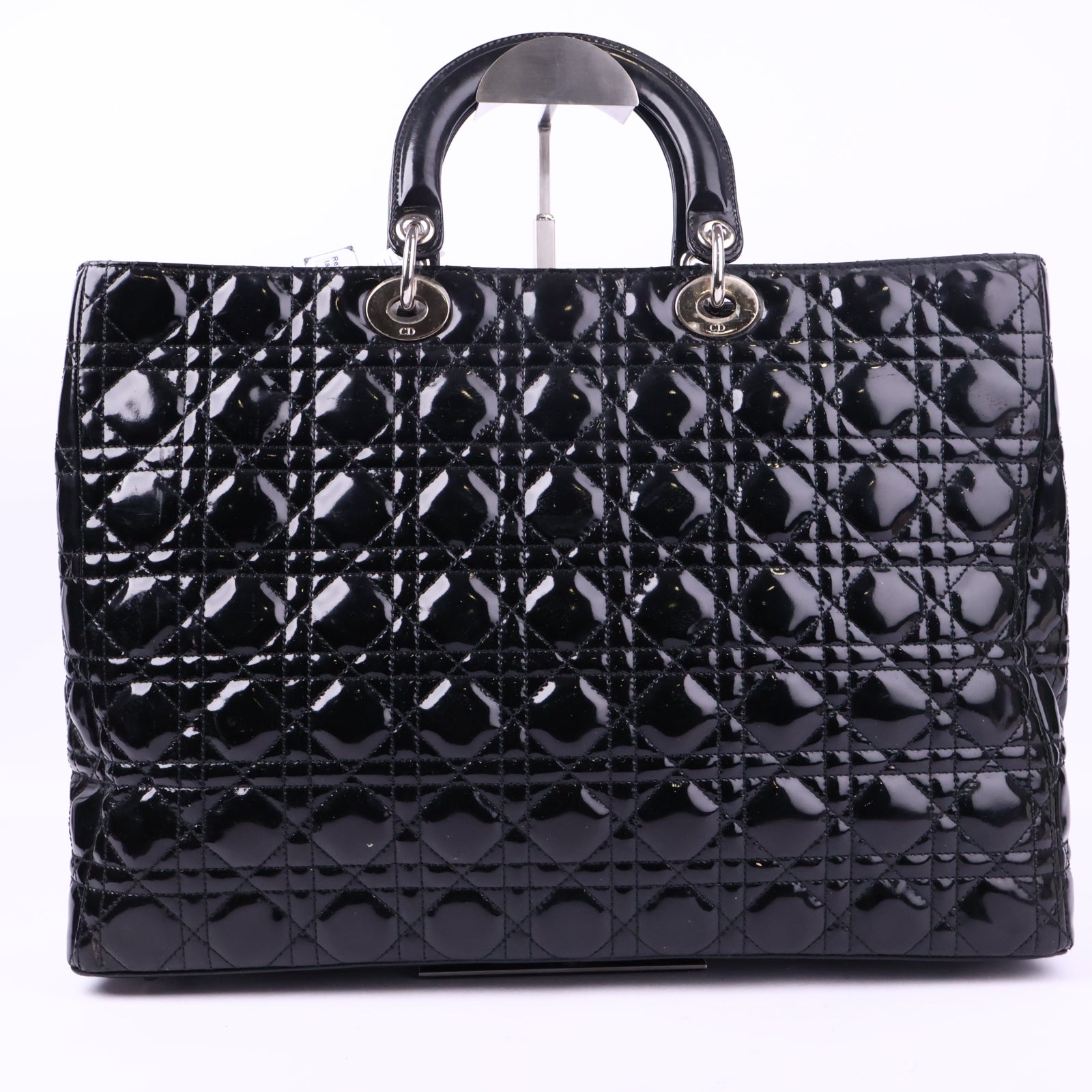 Dior Christian Dior Black Lady Large Patent Top Handle Bag J3157 | Pre-Owned Like New Black Leather, Patent leather