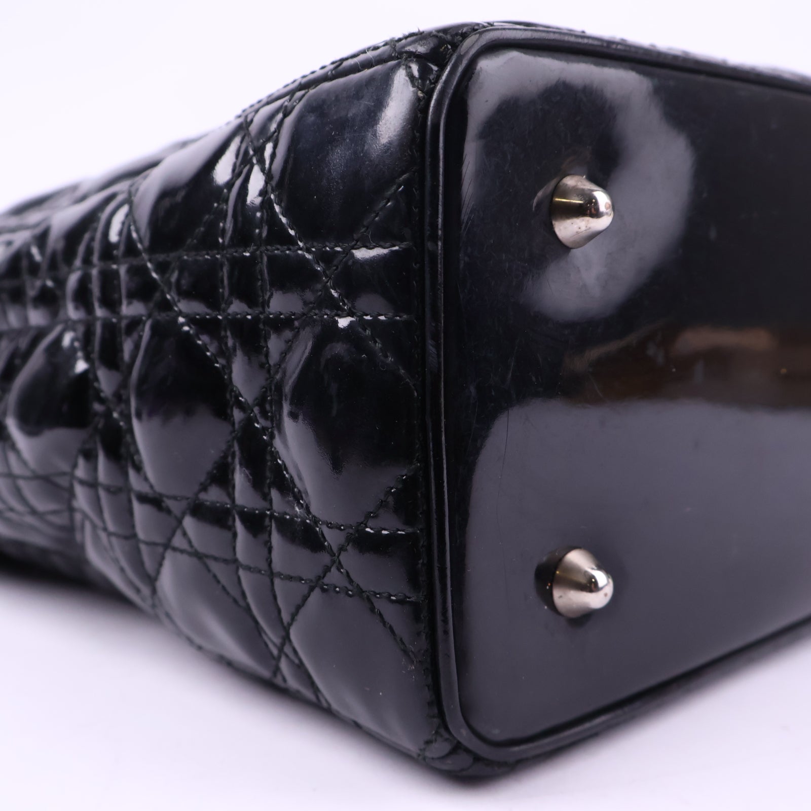 Dior Christian Dior Black Lady Large Patent Top Handle Bag J3157 | Pre-Owned Like New Black Leather, Patent leather