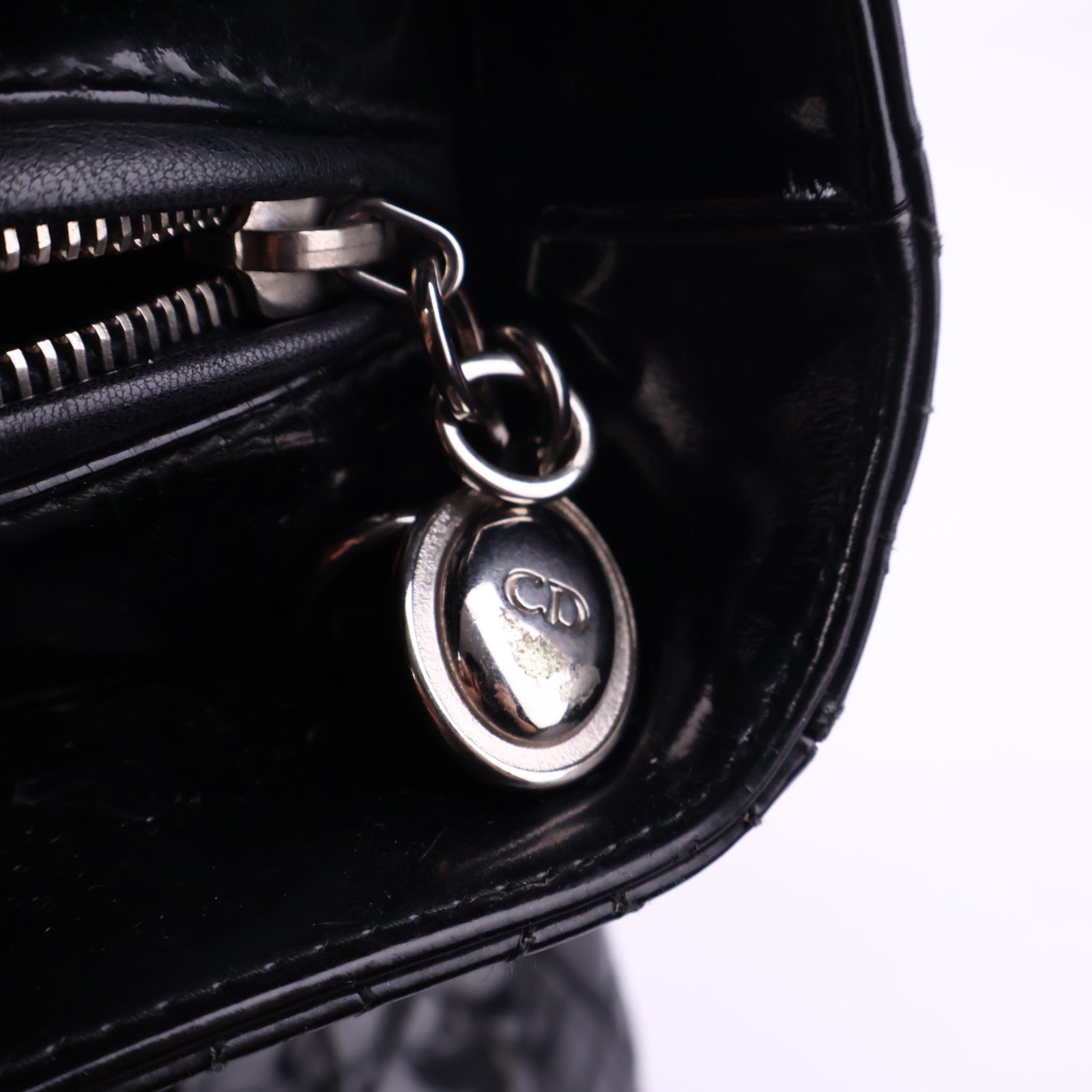 Dior Christian Dior Black Lady Large Patent Top Handle Bag J3157 | Pre-Owned Like New Black Leather, Patent leather