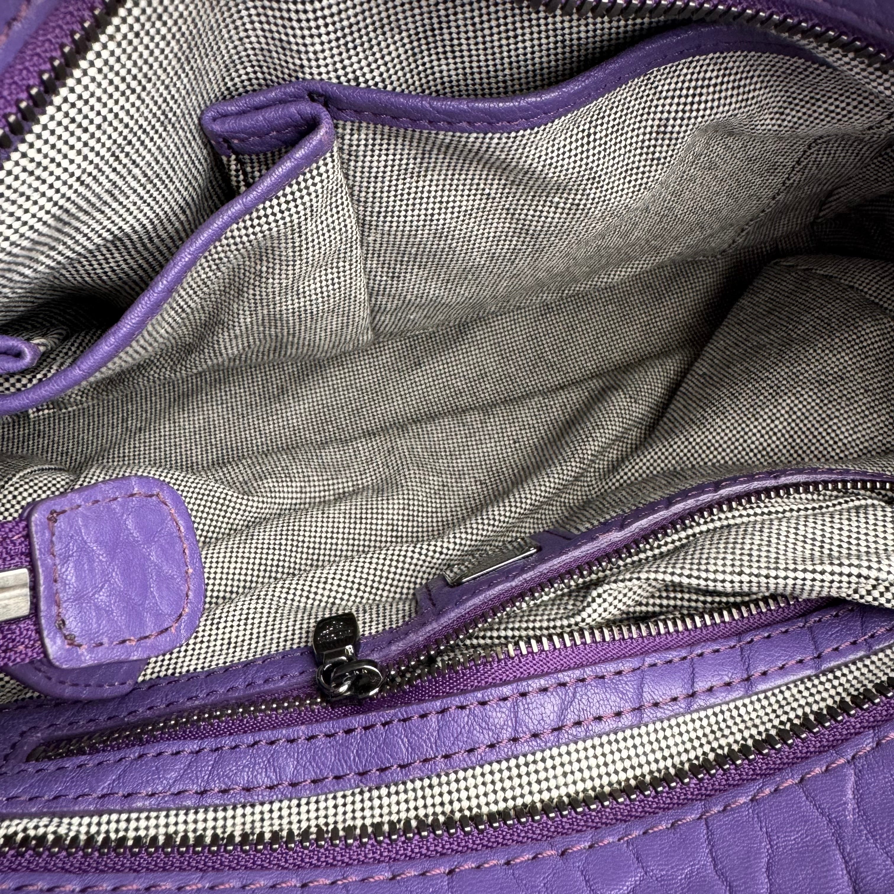 J1703 MCM handbag Purple in Leather- Pre Owned