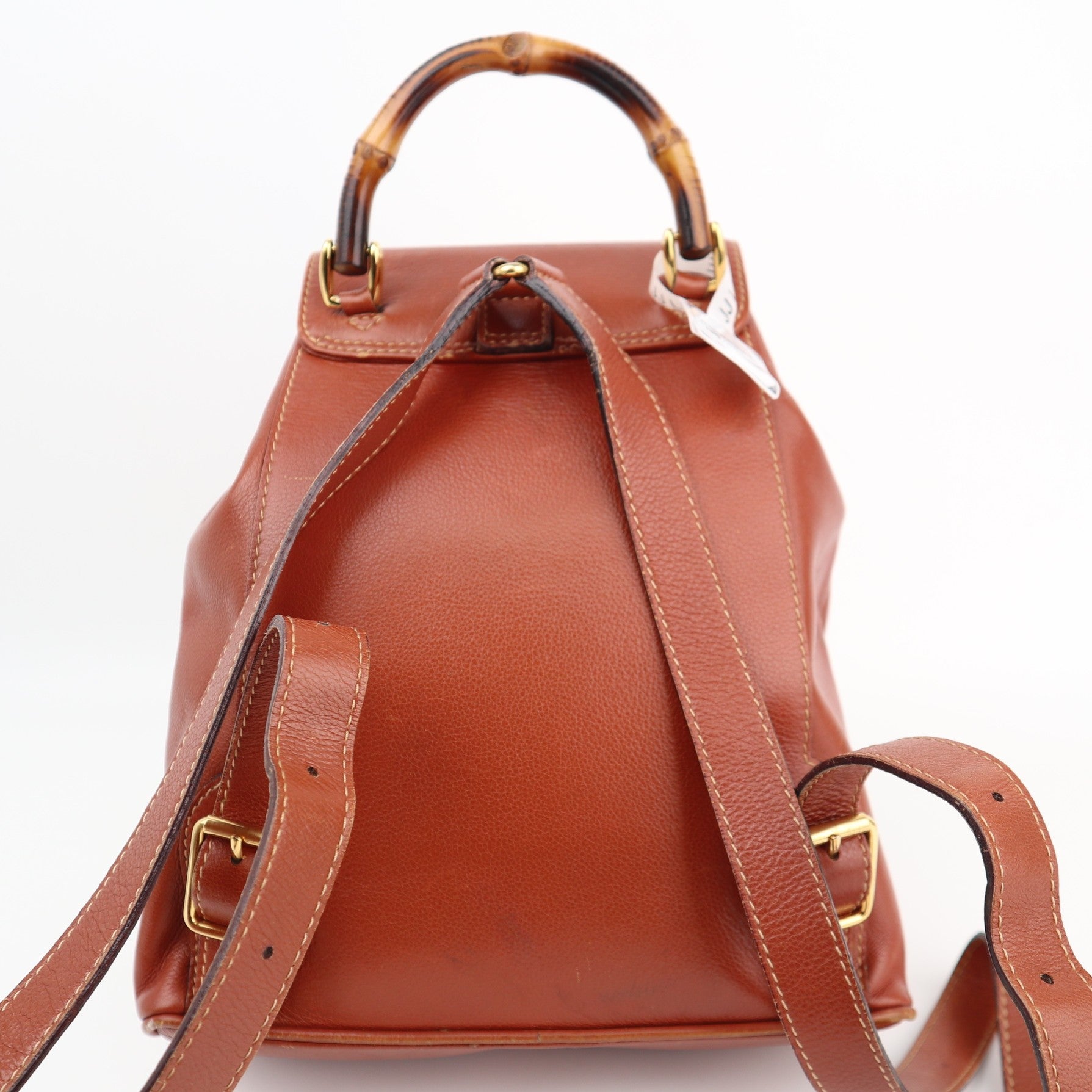 Gucci Vintage Bamboo Backpack Brown Leather Backpack C1575 | Pre-Owned Very Good Brown Leather