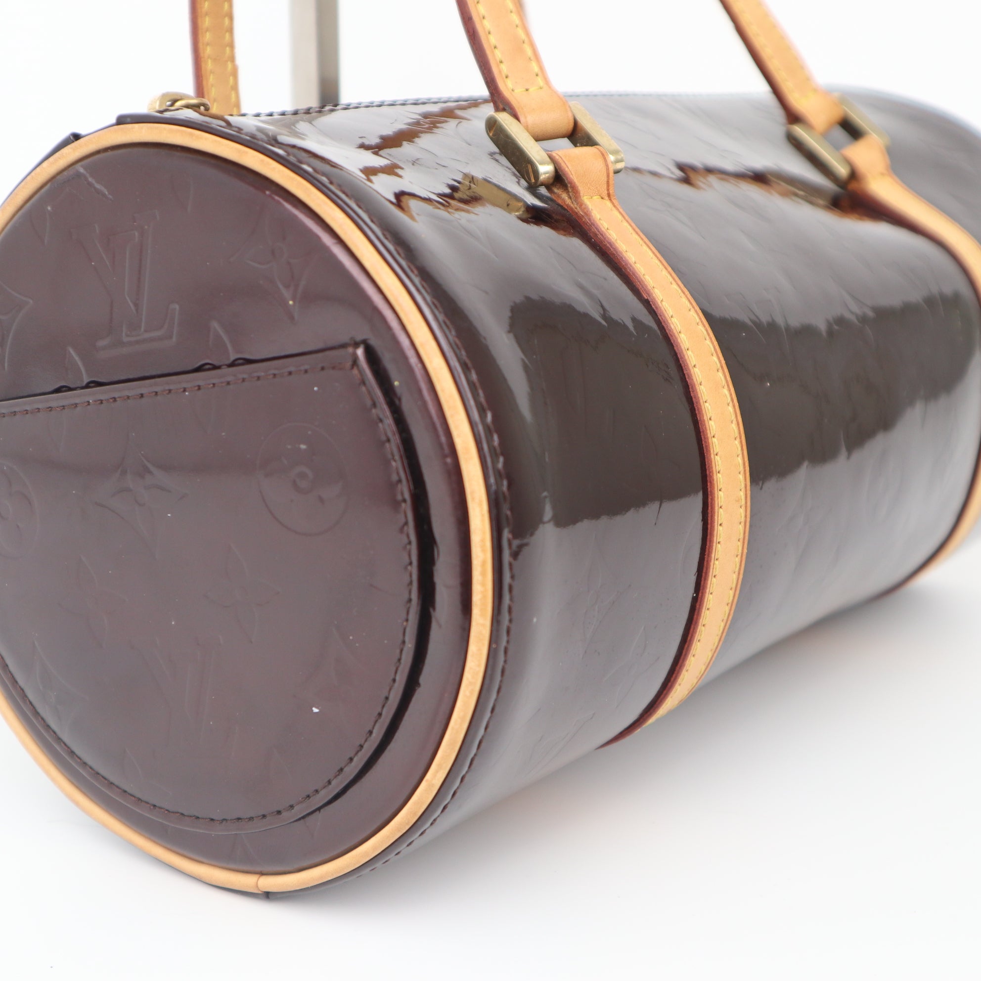 C1011 Louis Vuitton Vernis Bedford Oxblood Papillon Patent Leather Bag-Pre Owned