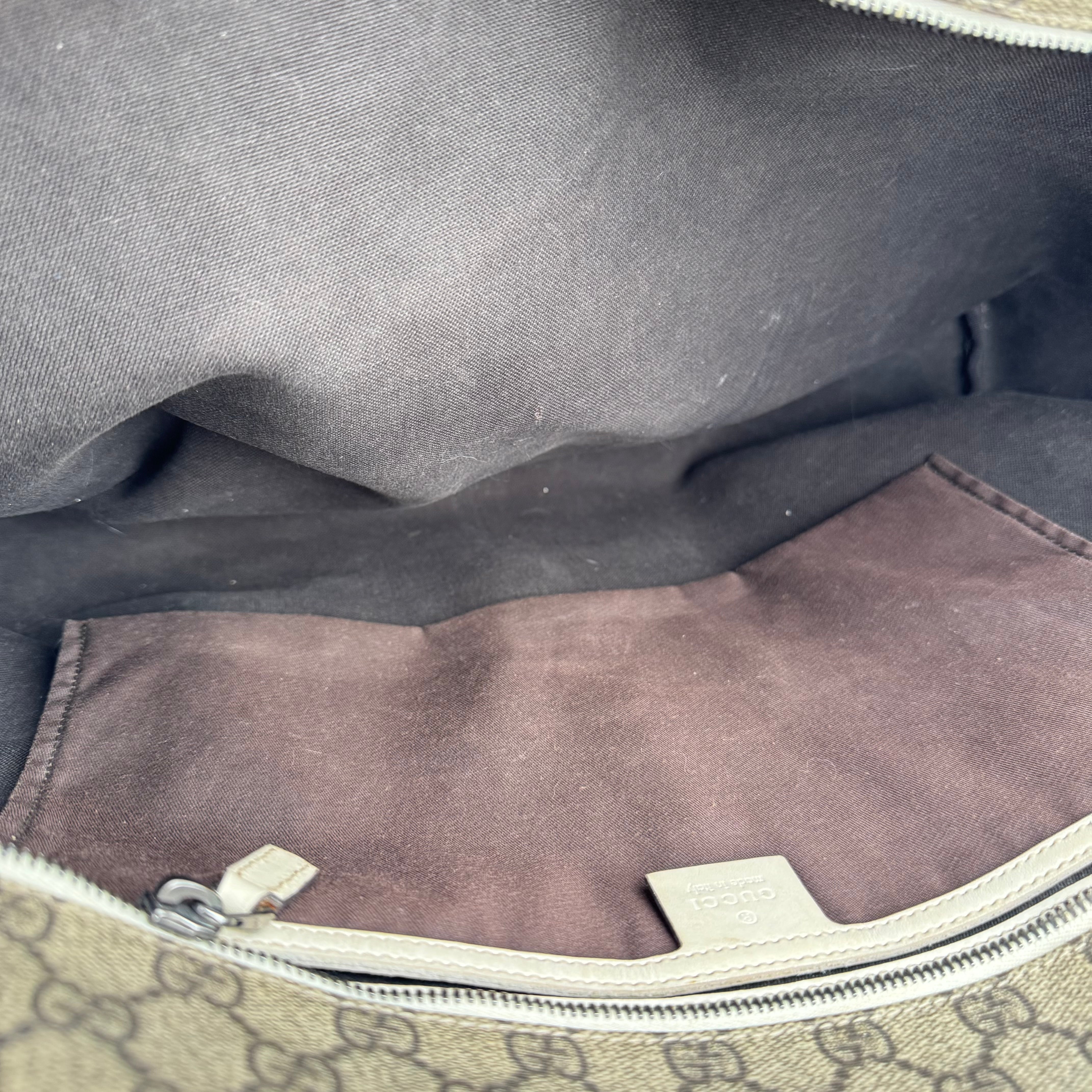 J1659 Gucci White GG Supreme Tote Bag Beige Cloth- Pre Owned