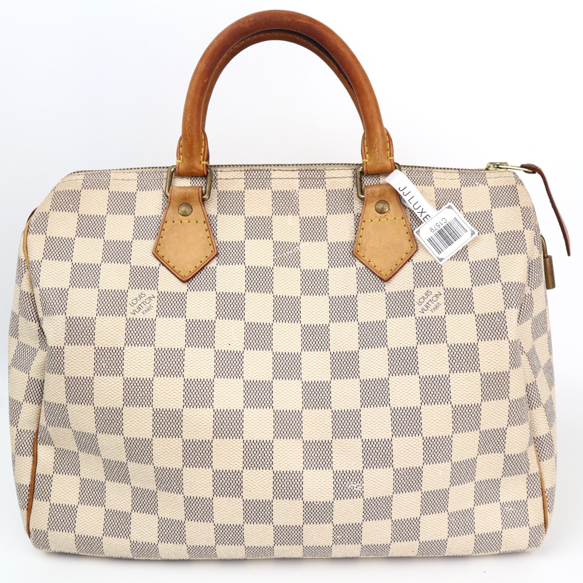 Louis Vuitton Damier Azur Canvas Speedy 30 Top Handle Bag C1579 | Pre-Owned Very Good Cream / Blue Damier Azur Canvas