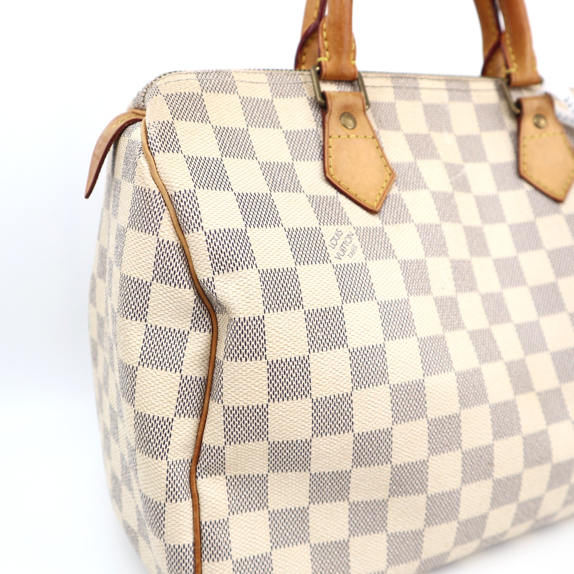 Louis Vuitton Damier Azur Canvas Speedy 30 Top Handle Bag C1579 | Pre-Owned Very Good Cream / Blue Damier Azur Canvas