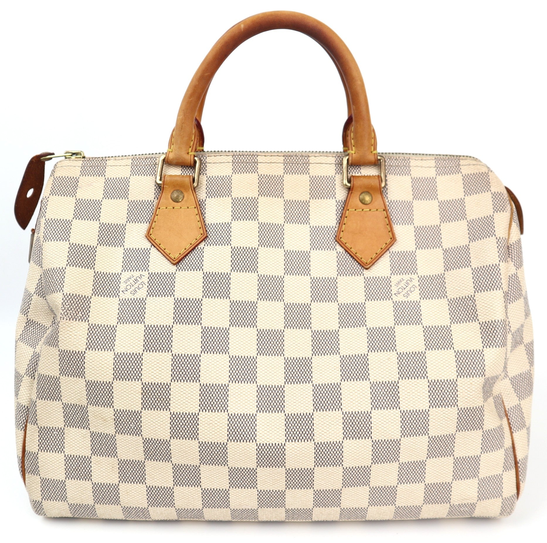 Louis Vuitton Damier Azur Canvas Speedy 30 Top Handle Bag C1579 | Pre-Owned Very Good Cream / Blue Damier Azur Canvas