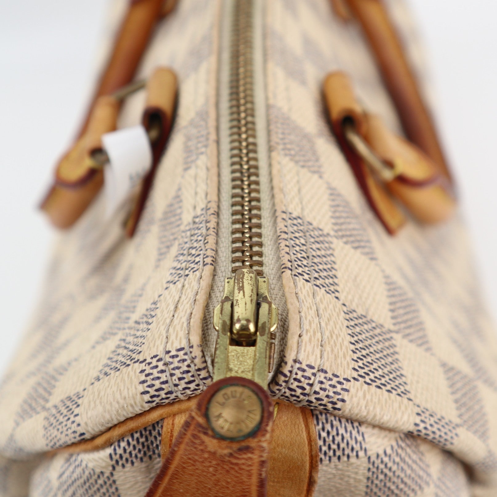Louis Vuitton Damier Azur Canvas Speedy 30 Top Handle Bag C1579 | Pre-Owned Very Good Cream / Blue Damier Azur Canvas