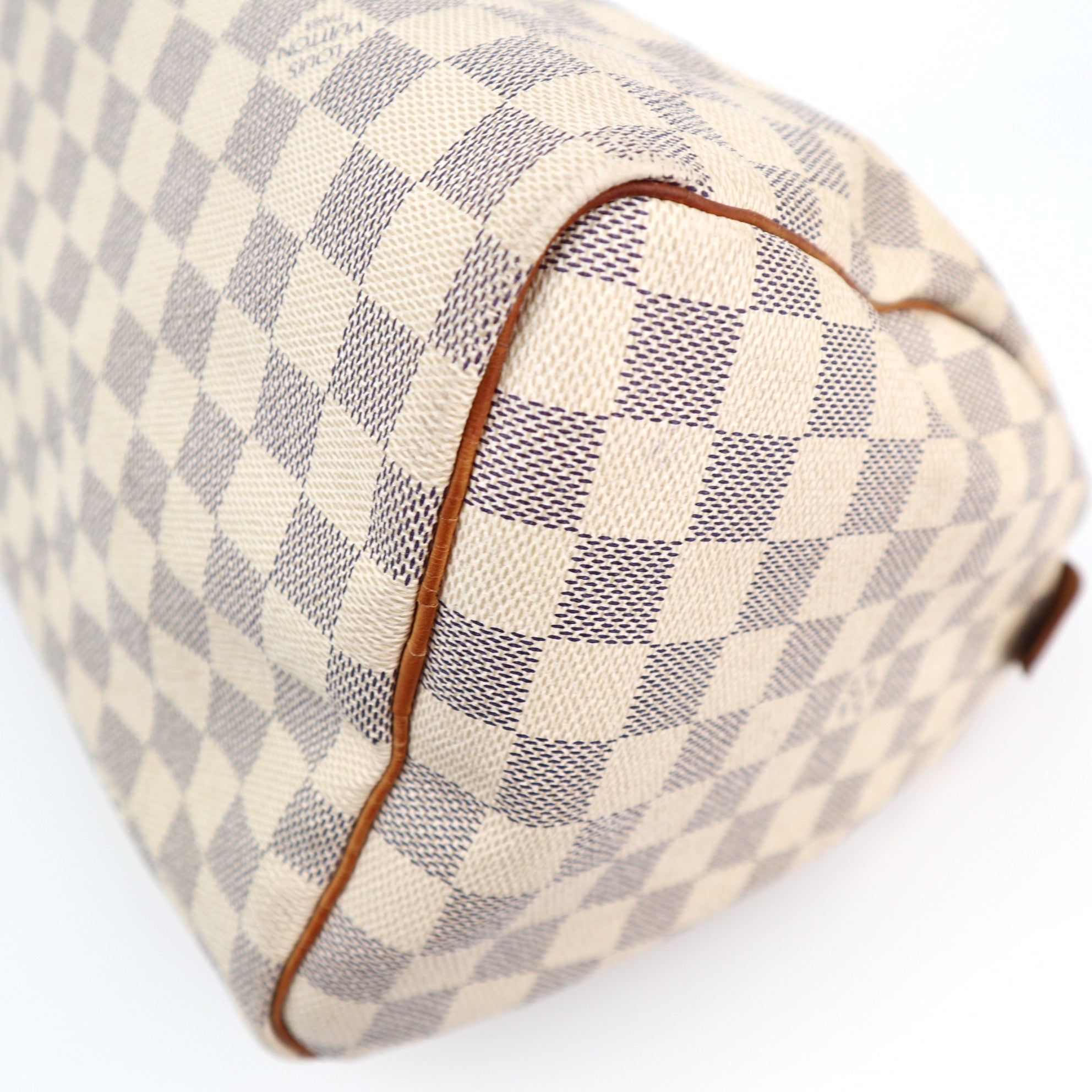 Louis Vuitton Damier Azur Canvas Speedy 30 Top Handle Bag C1579 | Pre-Owned Very Good Cream / Blue Damier Azur Canvas