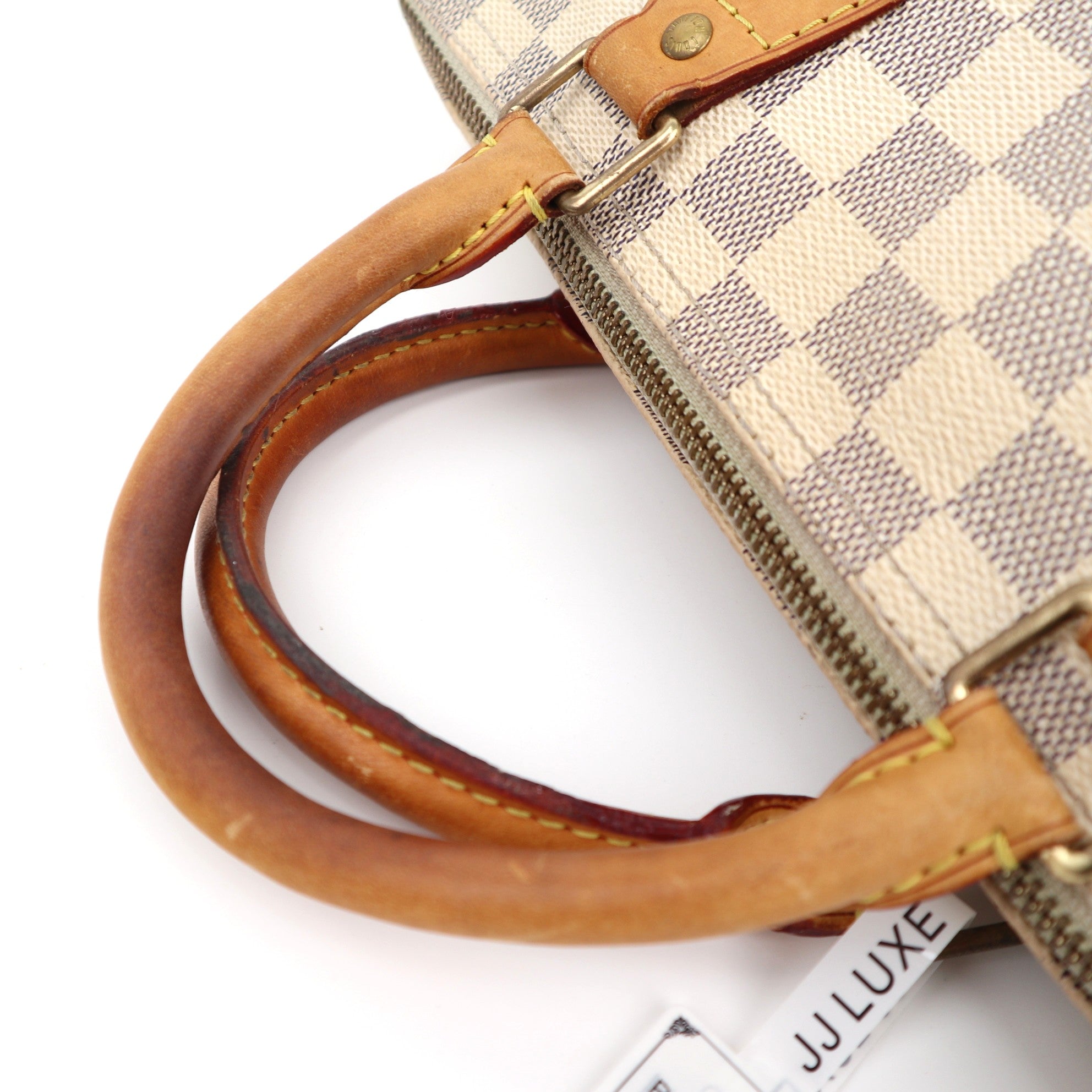 Louis Vuitton Damier Azur Canvas Speedy 30 Top Handle Bag C1579 | Pre-Owned Very Good Cream / Blue Damier Azur Canvas
