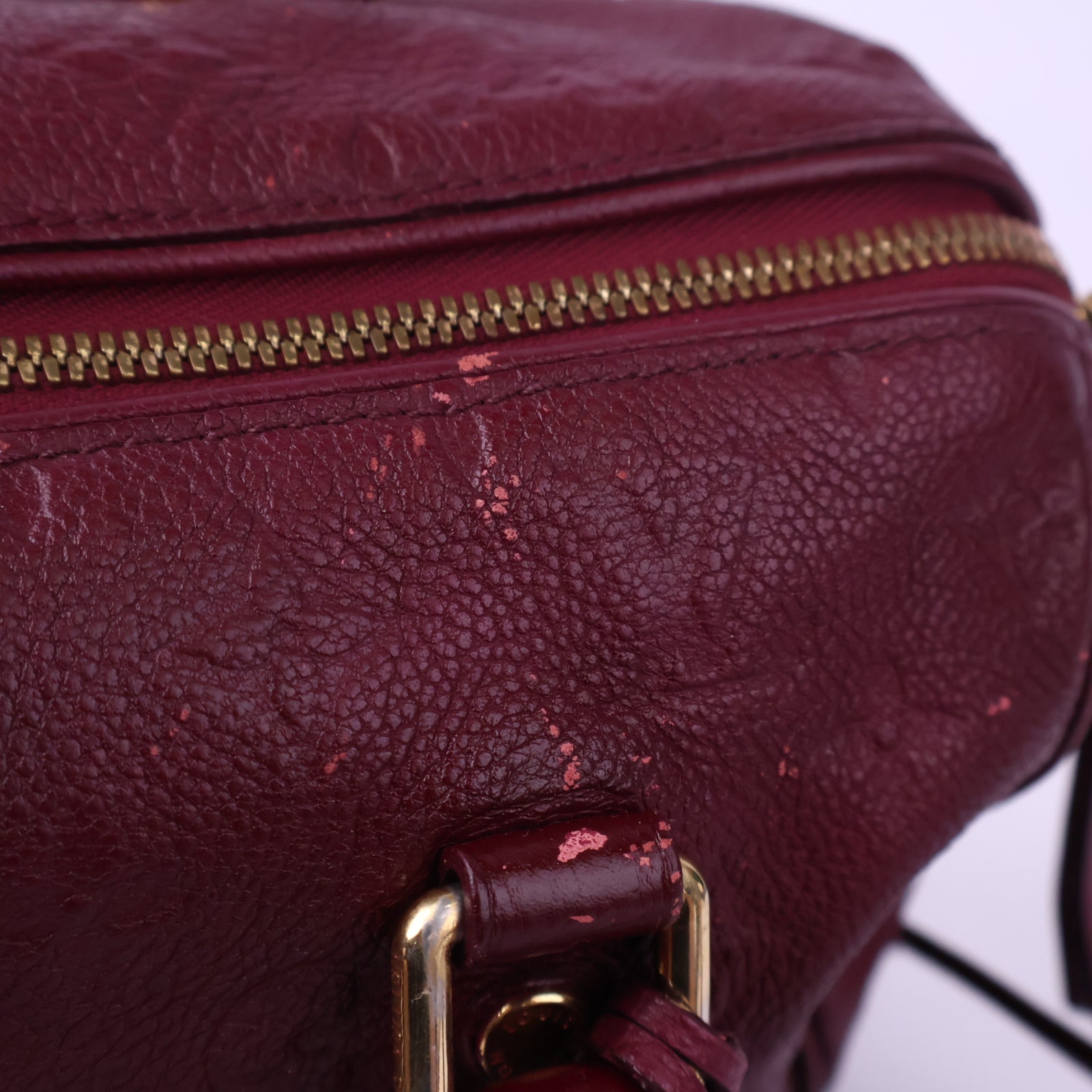 Louis Vuitton Aurore Monogram Empreinte Leather Speedy Bandouliere 25 Shoulder Bag J3127 | Pre-Owned Very Good Burgundy Monogram Empreinte Canvas, Leather