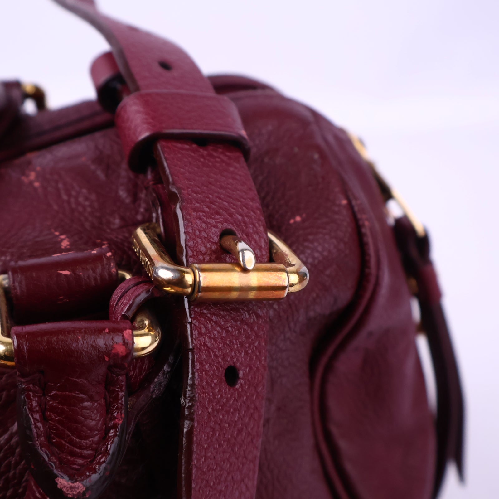 Louis Vuitton Aurore Monogram Empreinte Leather Speedy Bandouliere 25 Shoulder Bag J3127 | Pre-Owned Very Good Burgundy Monogram Empreinte Canvas, Leather