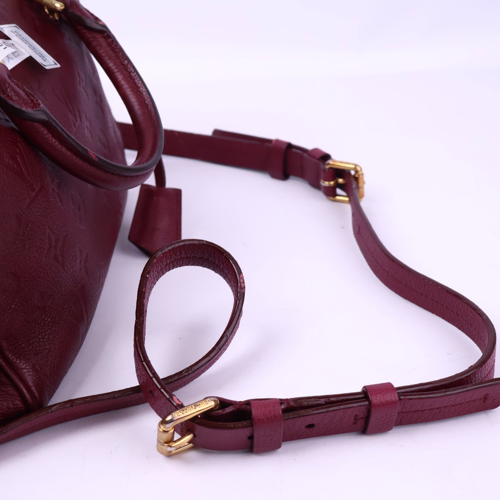 Louis Vuitton Aurore Monogram Empreinte Leather Speedy Bandouliere 25 Shoulder Bag J3127 | Pre-Owned Very Good Burgundy Monogram Empreinte Canvas, Leather