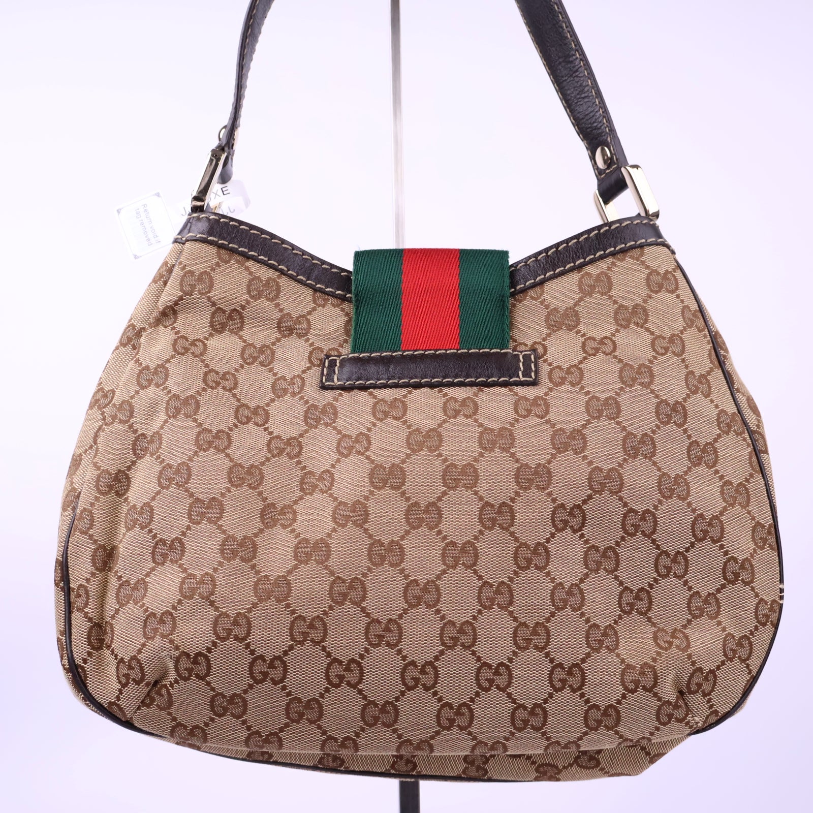 Gucci GG Canvas New Ladies Web Hobo Shoulder Bag J3119 | Pre-Owned Excellent Brown GG Monogram Canvas
