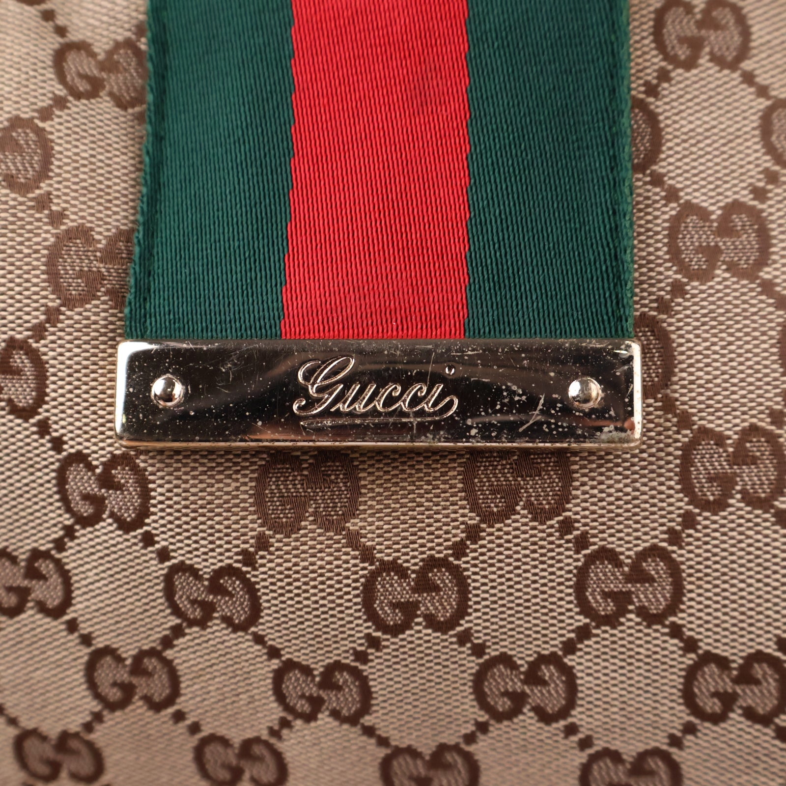 Gucci GG Canvas New Ladies Web Hobo Shoulder Bag J3119 | Pre-Owned Excellent Brown GG Monogram Canvas
