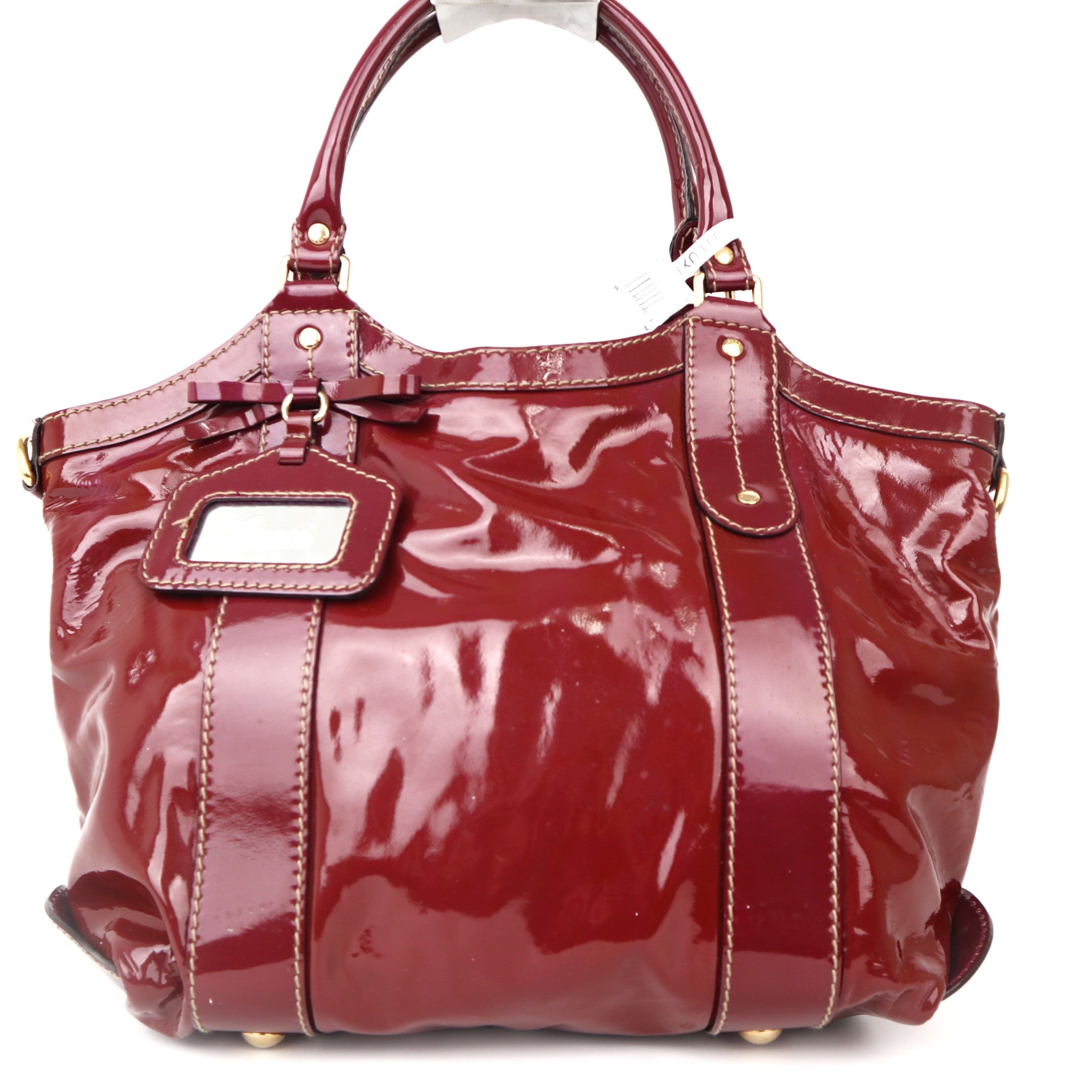 C1015 Gucci Patent Leather Bow Mirror Sukey Tote Bag-Pre Owned
