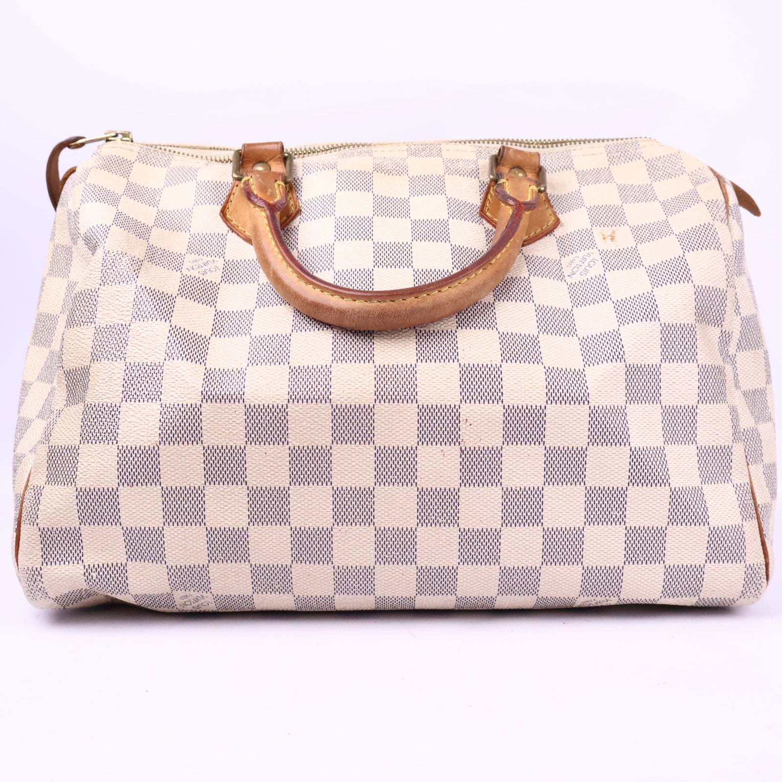 J3201 Louis Vuitton Top Handle Bag Speedy 30 Damier Azur | Pre-Owned Very Good White / Blue Damier Azur Canvas