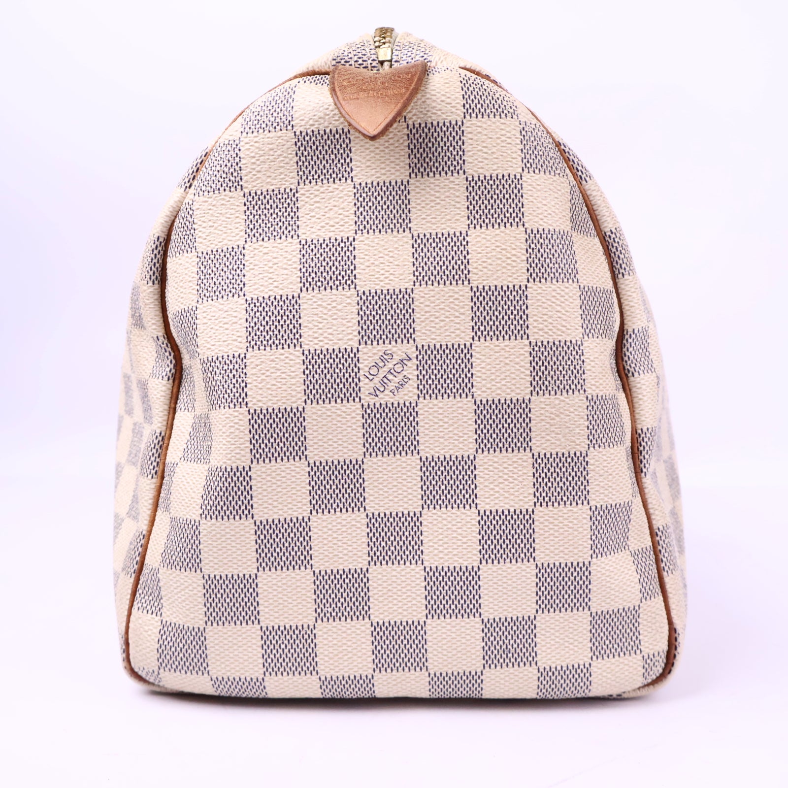 J3201 Louis Vuitton Top Handle Bag Speedy 30 Damier Azur | Pre-Owned Very Good White / Blue Damier Azur Canvas