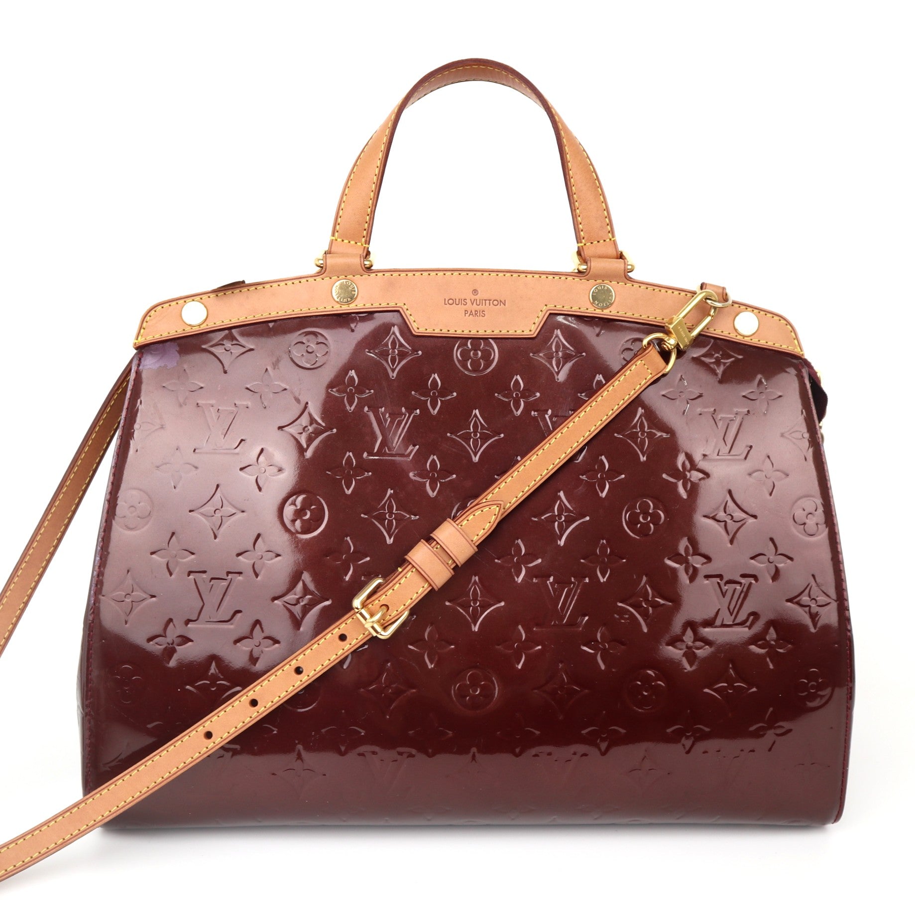 C1023 Louis Vuitton Rouge Fauviste Monogram Vernis Brea GM Bag-Pre Owned
