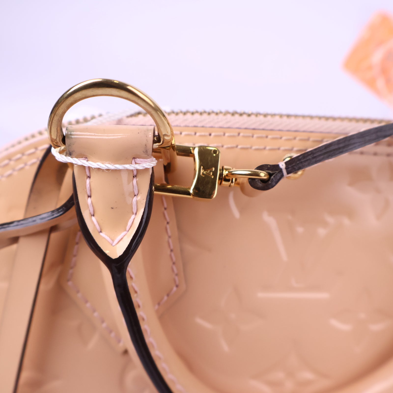 J3008 Louis Vuitton Top Handle Bag Alma BB Rose Angelique Monogram Vernis | Pre-Owned Like New Pink Monogram Vernis Canvas, Leather, Patent leather