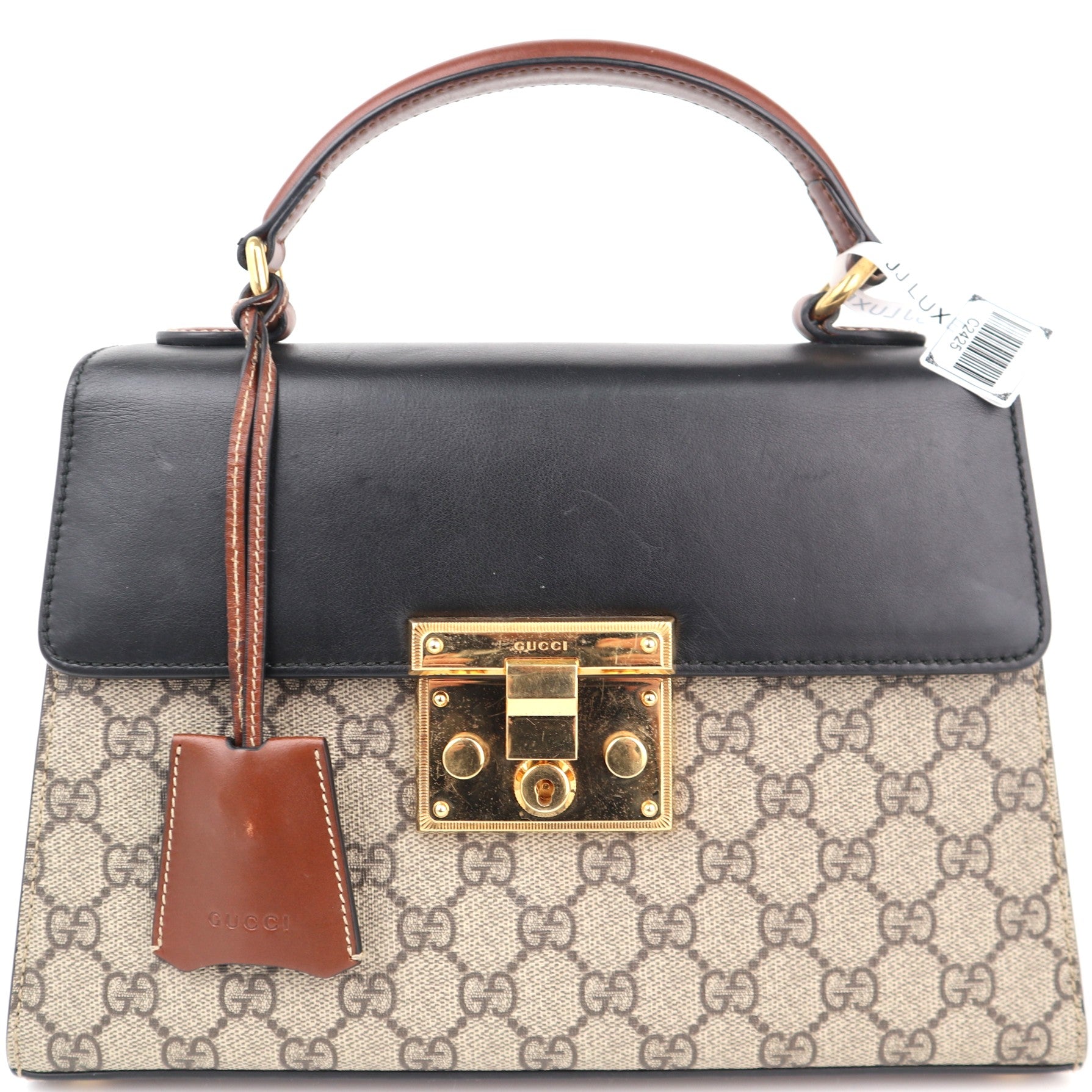 C2425 Gucci Top Handle Bag Padlock GG Supreme Top Handle | Pre-Owned Very Good Brown Canvas/GG Supreme