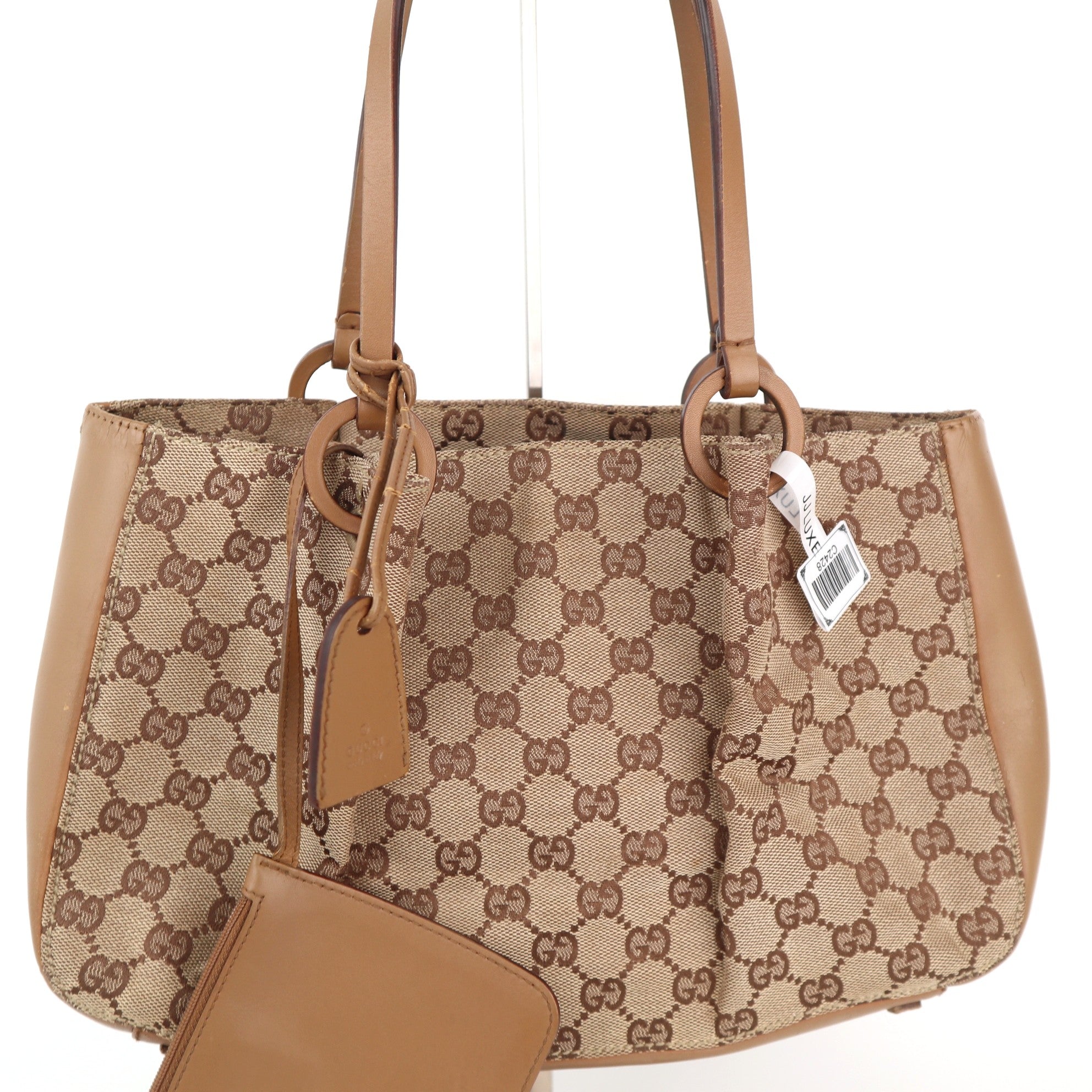 C2428 Gucci Tote Bag GG Canvas Ring Bucket Bag / Reversible Tote | Pre-Owned Very Good Brown Canvas/GG Canvas