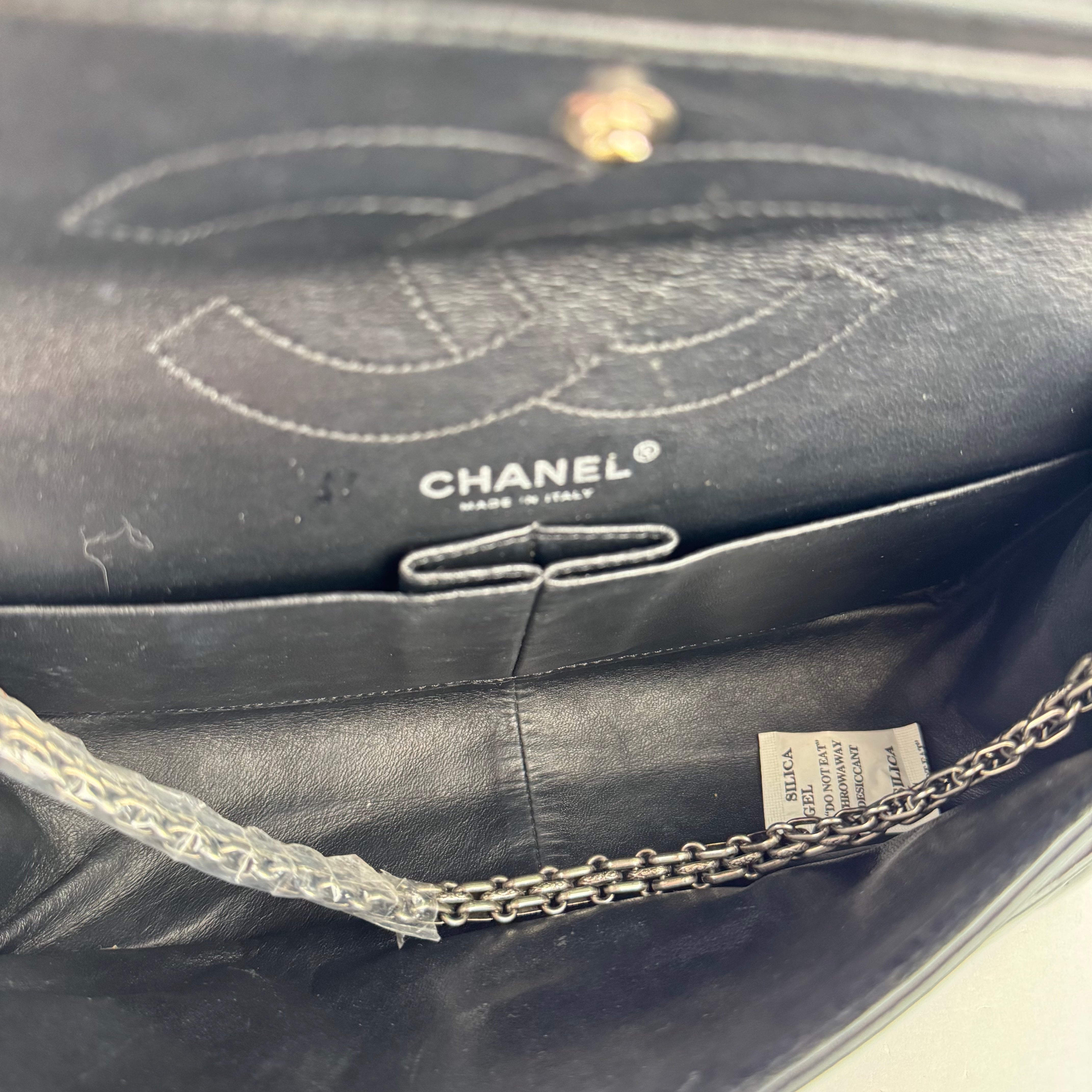 J1631 Chanel bag 2.55 maxi Black Patent leather- Pre Owned