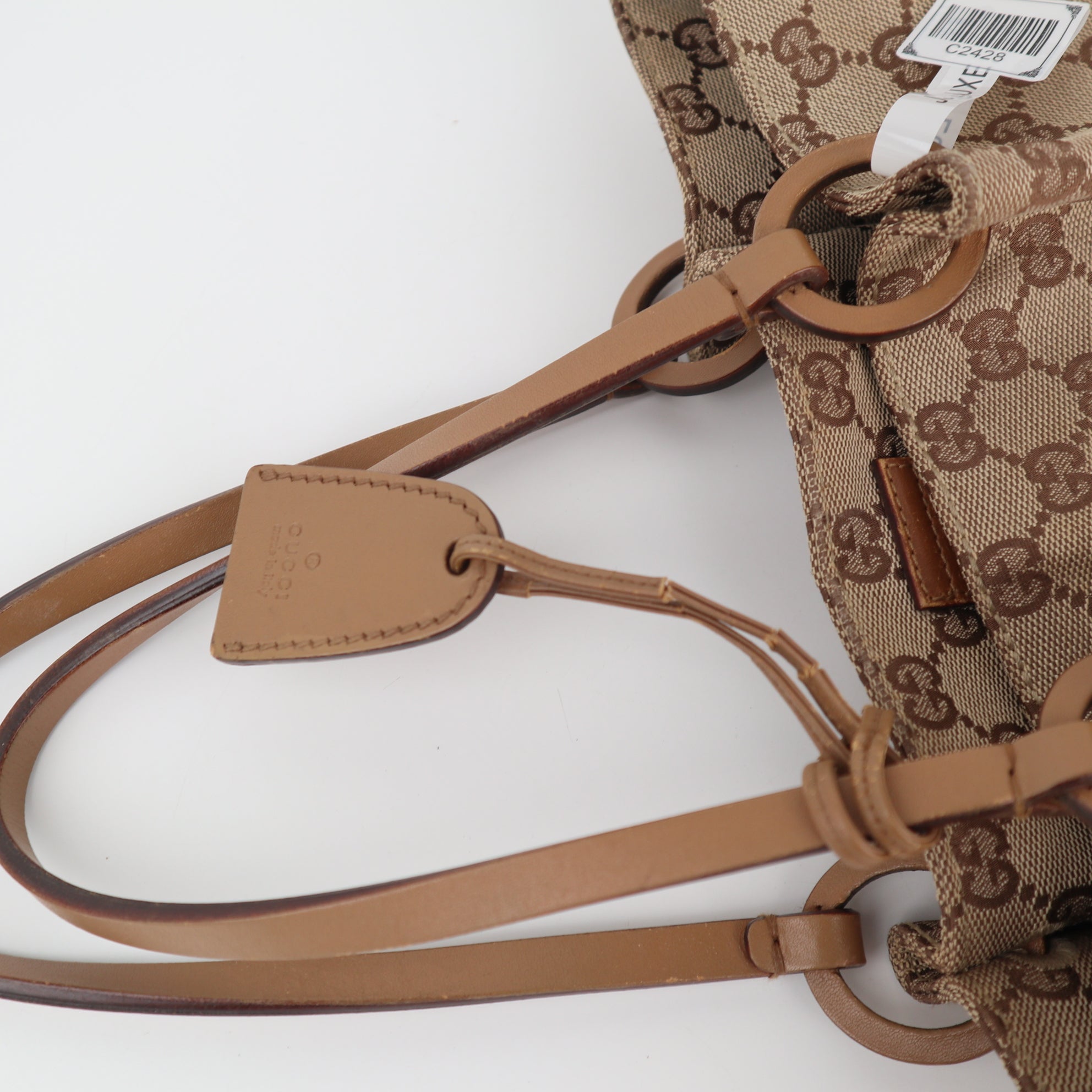 C2428 Gucci Tote Bag GG Canvas Ring Bucket Bag / Reversible Tote | Pre-Owned Very Good Brown Canvas/GG Canvas