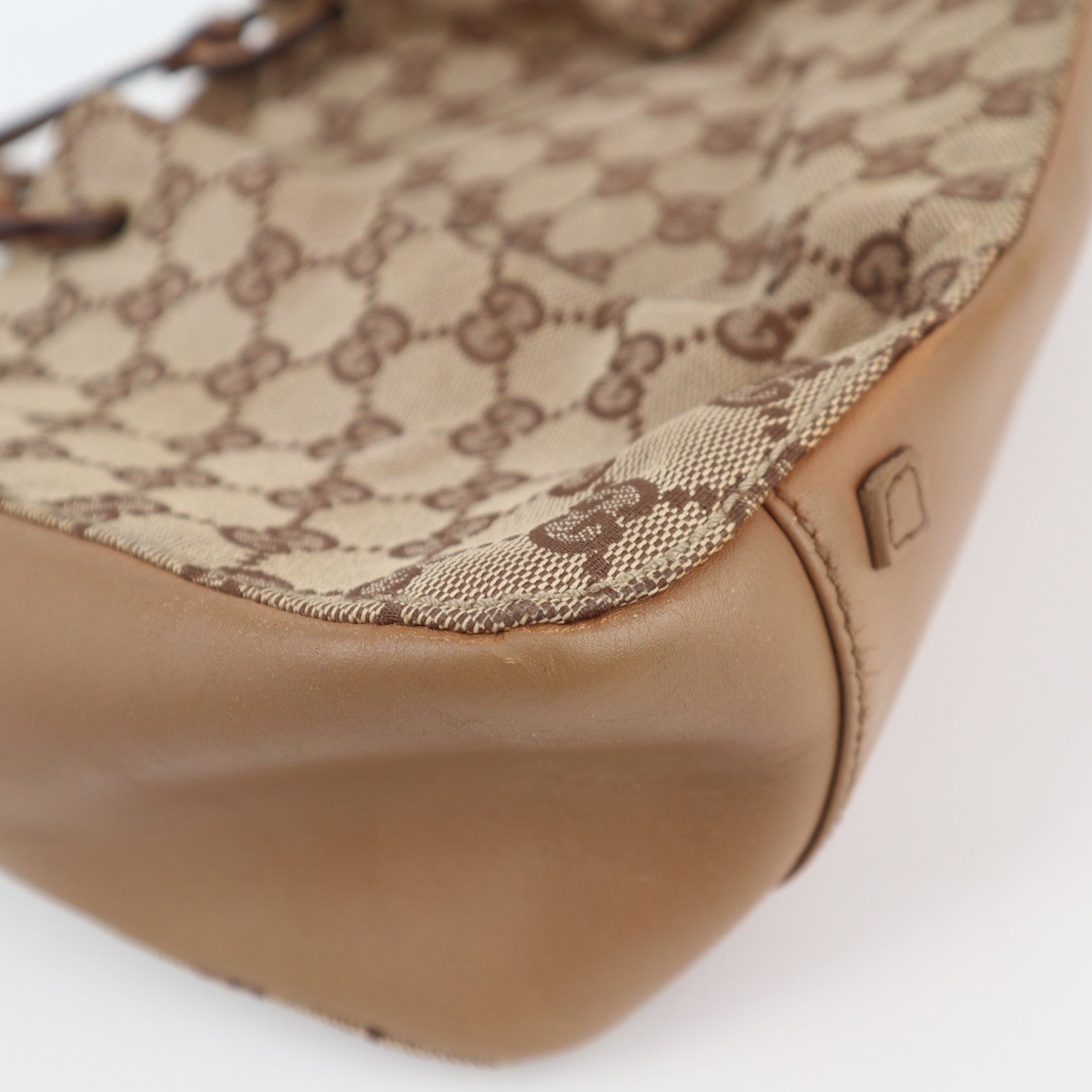 C2428 Gucci Tote Bag GG Canvas Ring Bucket Bag / Reversible Tote | Pre-Owned Very Good Brown Canvas/GG Canvas