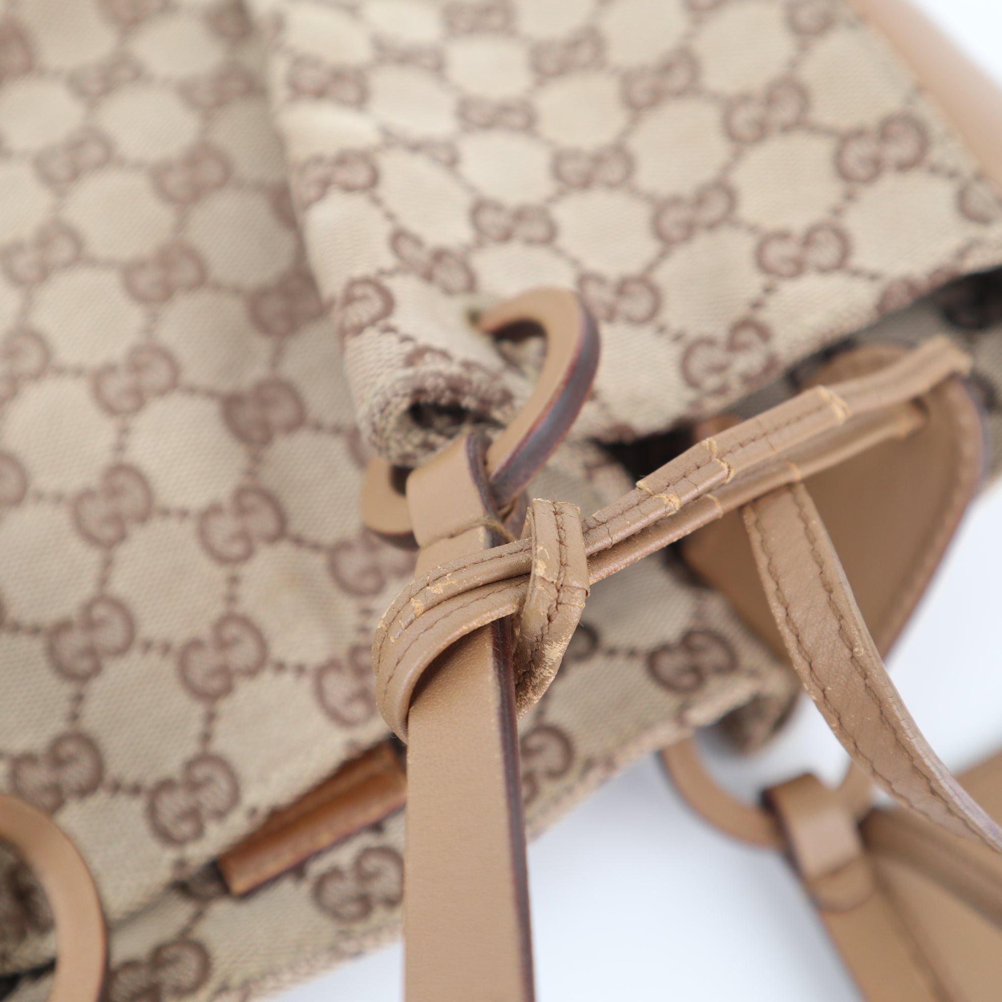 C2428 Gucci Tote Bag GG Canvas Ring Bucket Bag / Reversible Tote | Pre-Owned Very Good Brown Canvas/GG Canvas