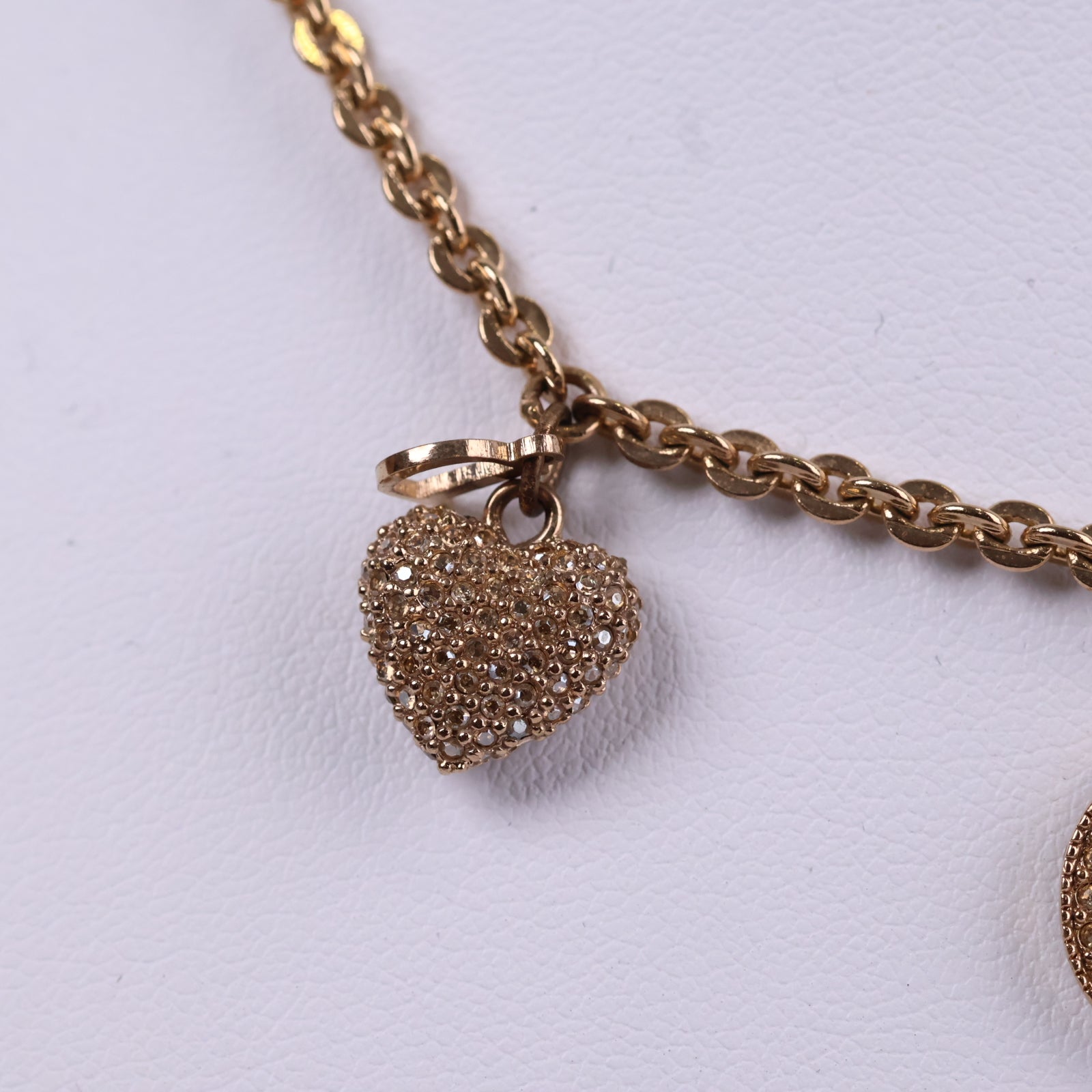 J3231 Christian Dior Long Charm Necklace Crystal Multi Charm Long Necklace | Pre-Owned Like New Gold-tone Multi Charm Metal, Crystal