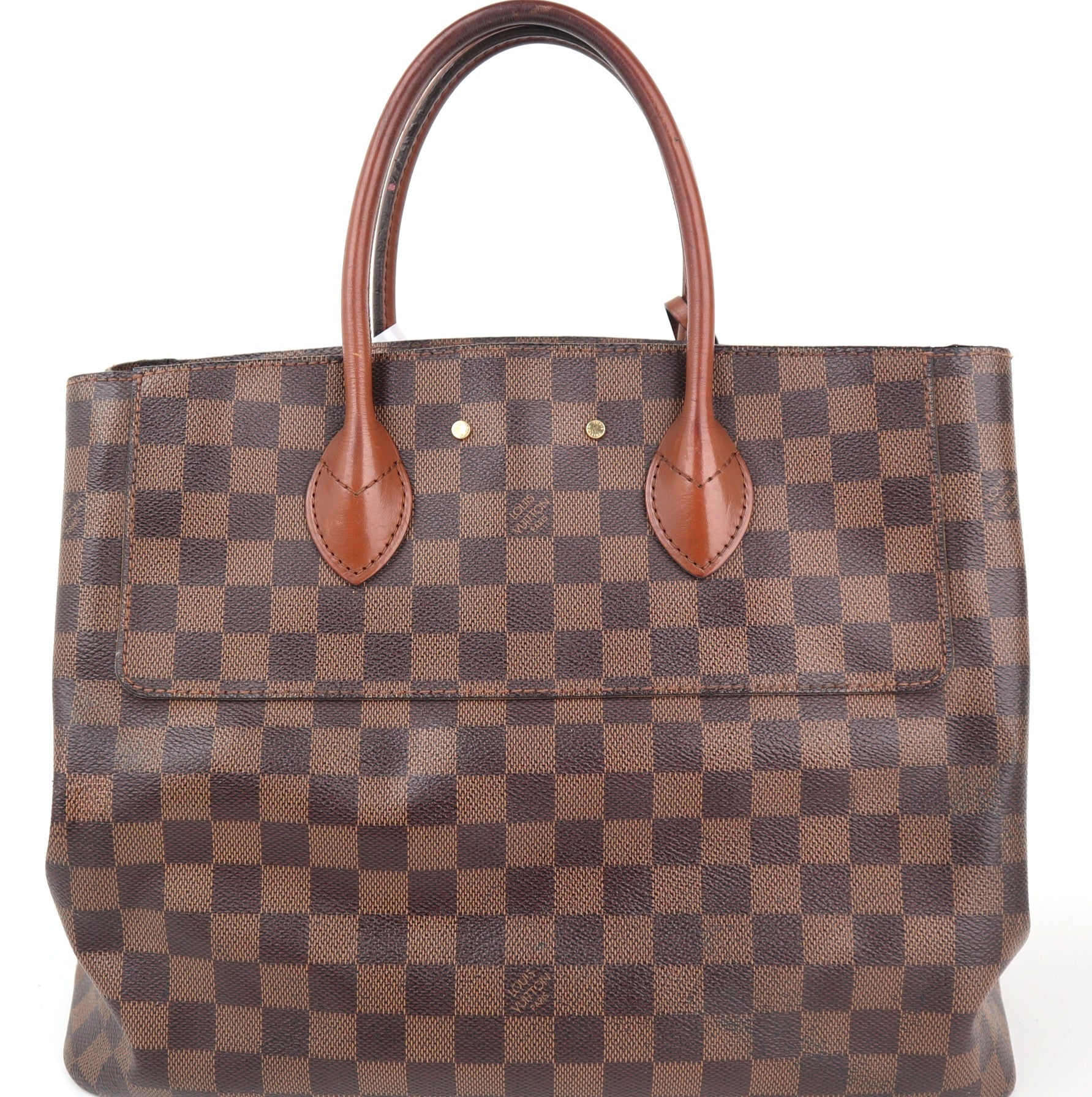 C2445 Louis Vuitton Shoulder Bag Damier Ebene Ascot | Pre-Owned Very Good Brown Canvas Damier Ebene