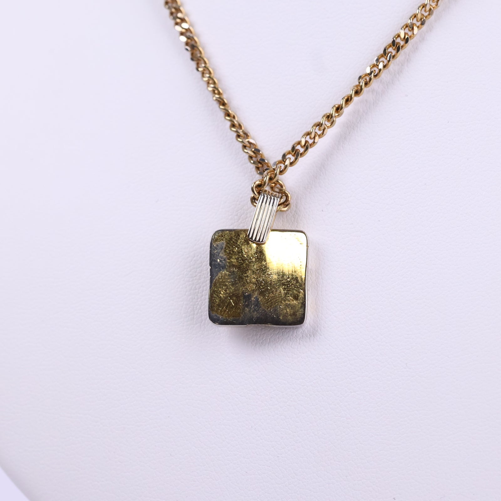 J3226 Christian Dior Pendant Necklace Enamel Logo Pendant Necklace | Pre-Owned Excellent Gold-tone Logo Metal, Enamel