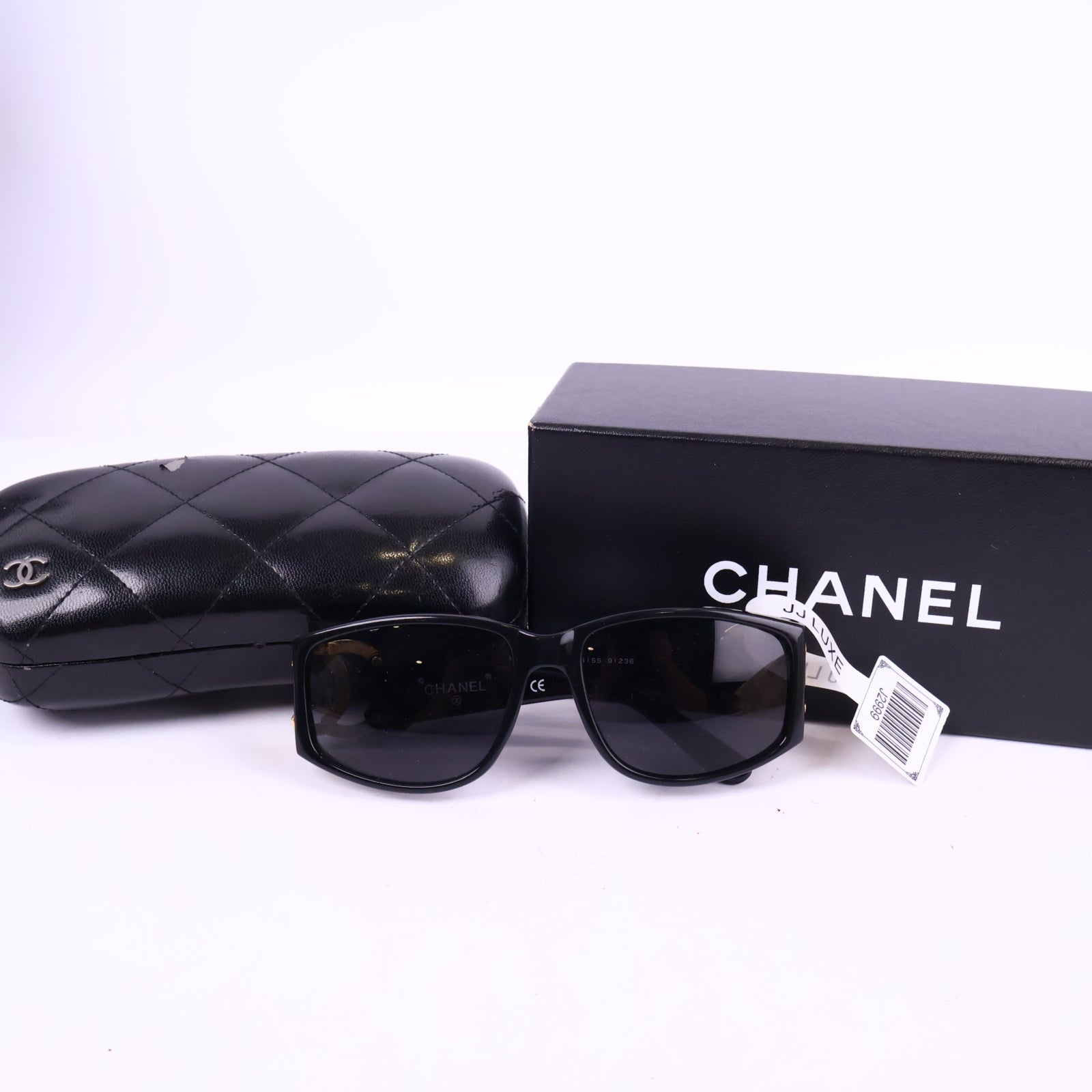J2999 Chanel Sunglasses COCO Logos 02461 94305 | Pre-Owned Like New Black Logo Metal