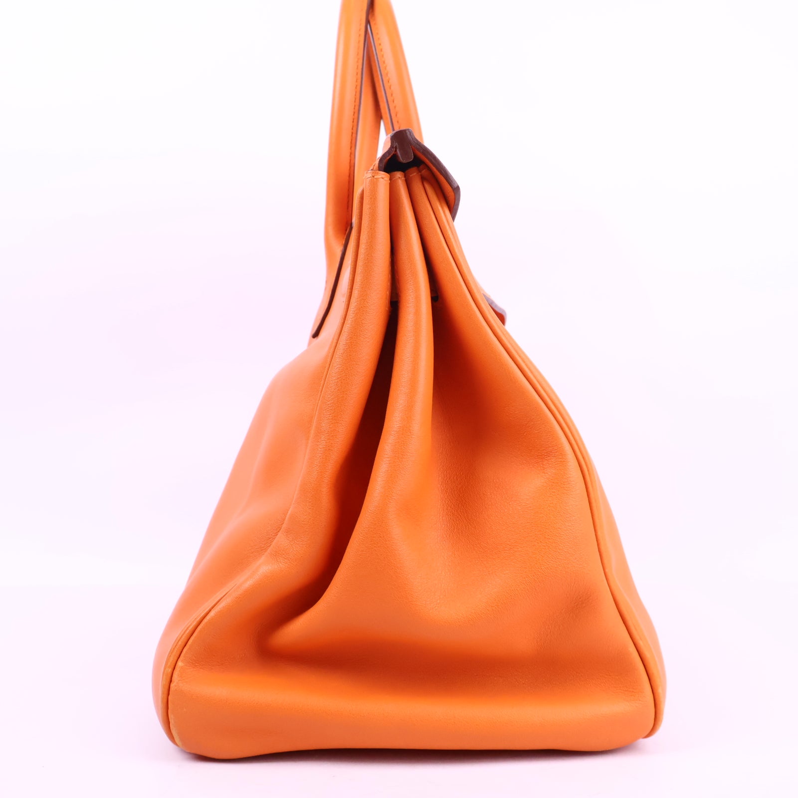 J3212 Hermes Top Handle Bag Birkin 35 | Pre-Owned Like New Orange Swift leather