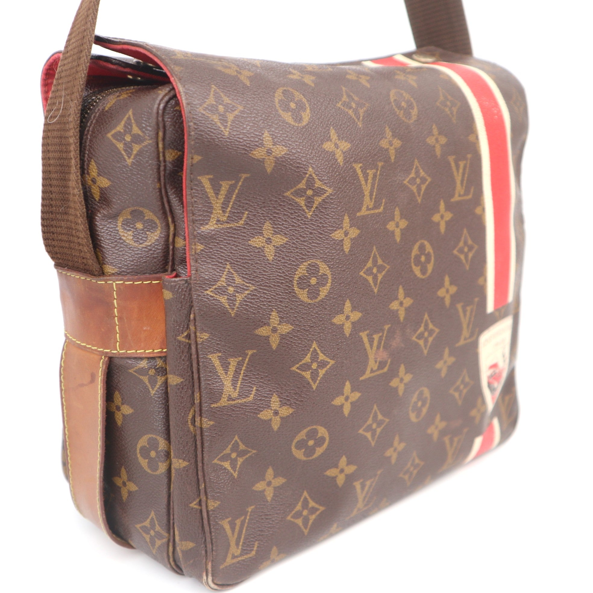 C1046 Louis Vuitton Brown China Run Monogram Canvas Naviglio-Pre Owned