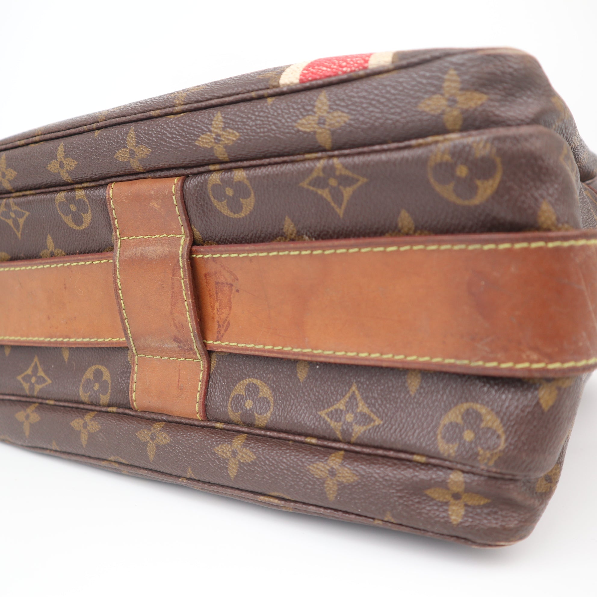 C1046 Louis Vuitton Brown China Run Monogram Canvas Naviglio-Pre Owned