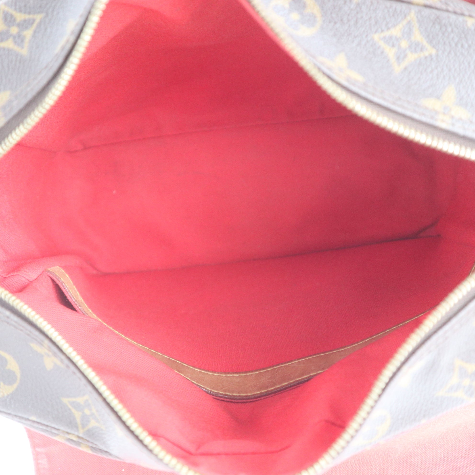 C1046 Louis Vuitton Brown China Run Monogram Canvas Naviglio-Pre Owned