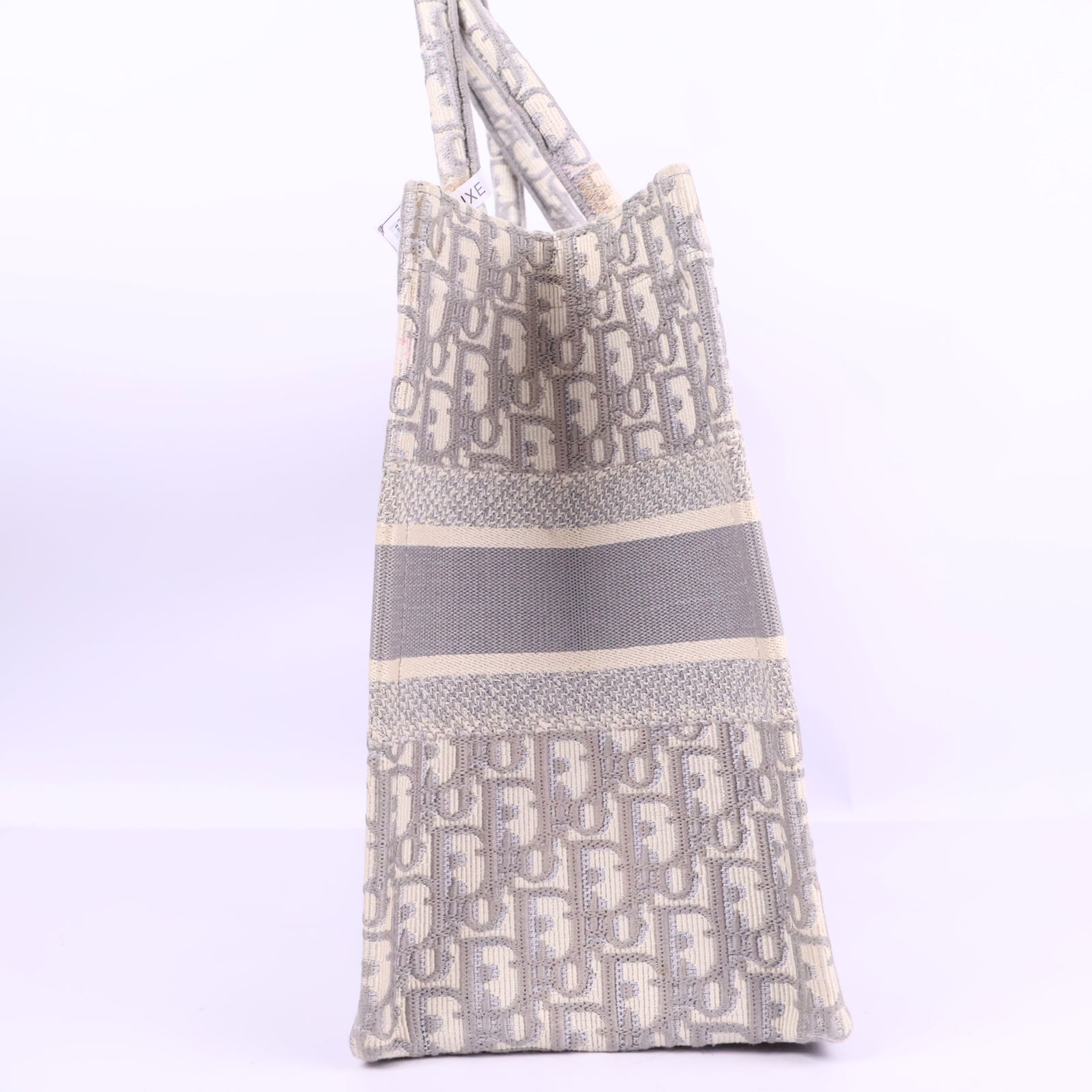 J3218 Christian Dior Tote Bag Book Tote | Pre-Owned Like New Grey Canvas Dior Oblique embroidery