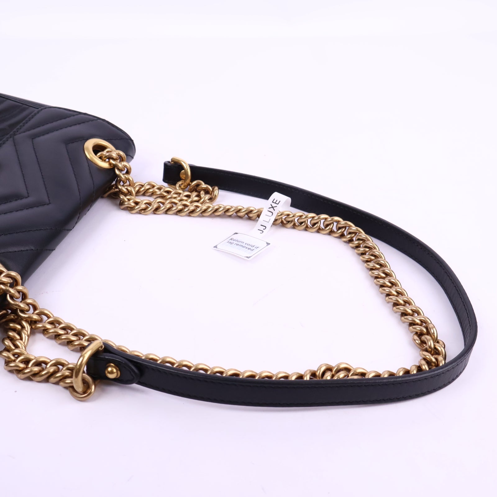 J3219 Gucci Shoulder Bag GG Marmont Matelasse | Pre-Owned Like New Black Leather Chevron matelasse
