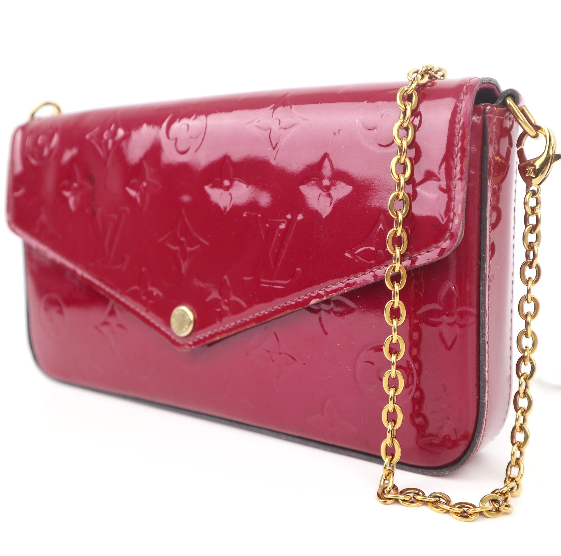 C1049 Louis Vuitton Pink Monogram Vernis Pochette Felicie-Pre Owned
