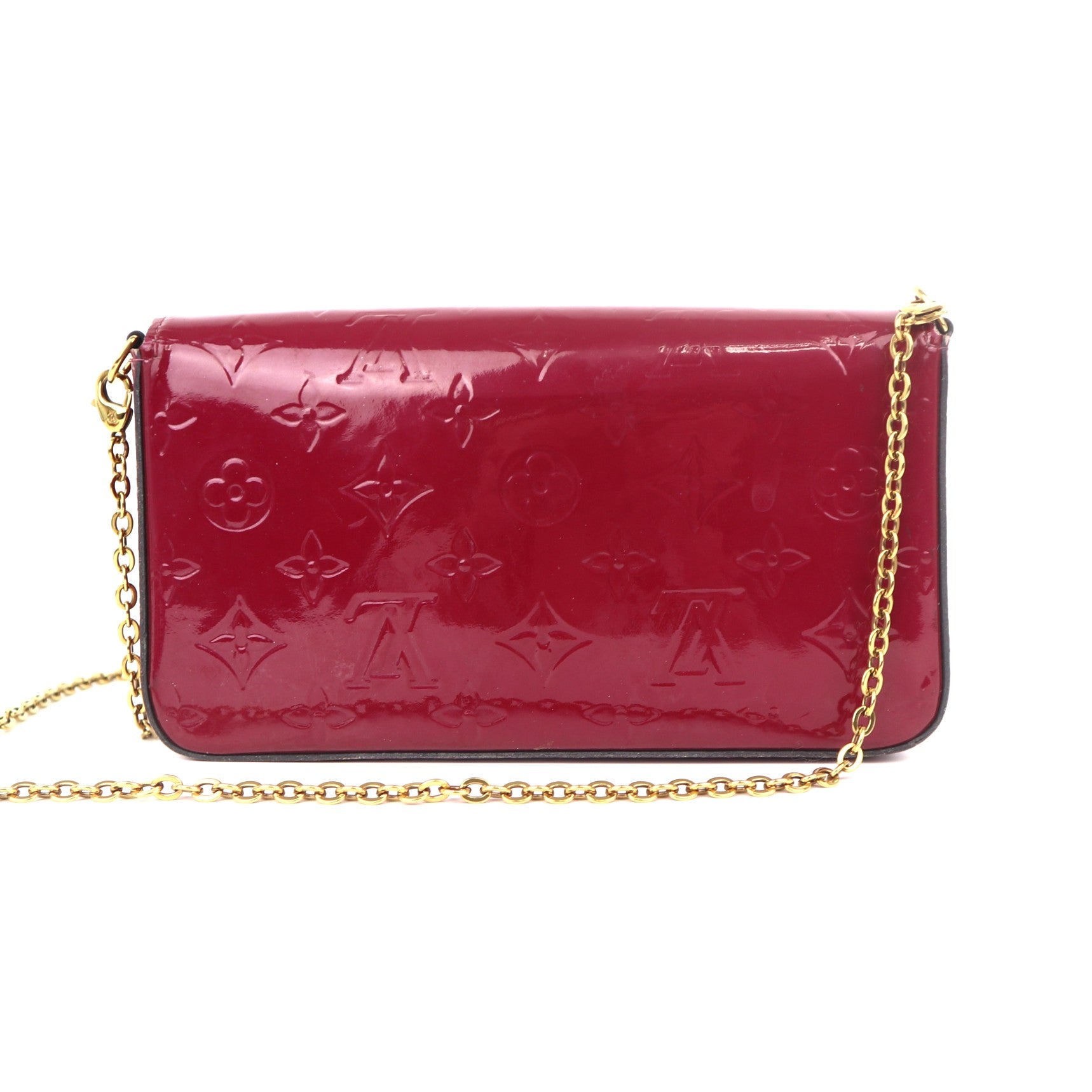 C1049 Louis Vuitton Pink Monogram Vernis Pochette Felicie-Pre Owned
