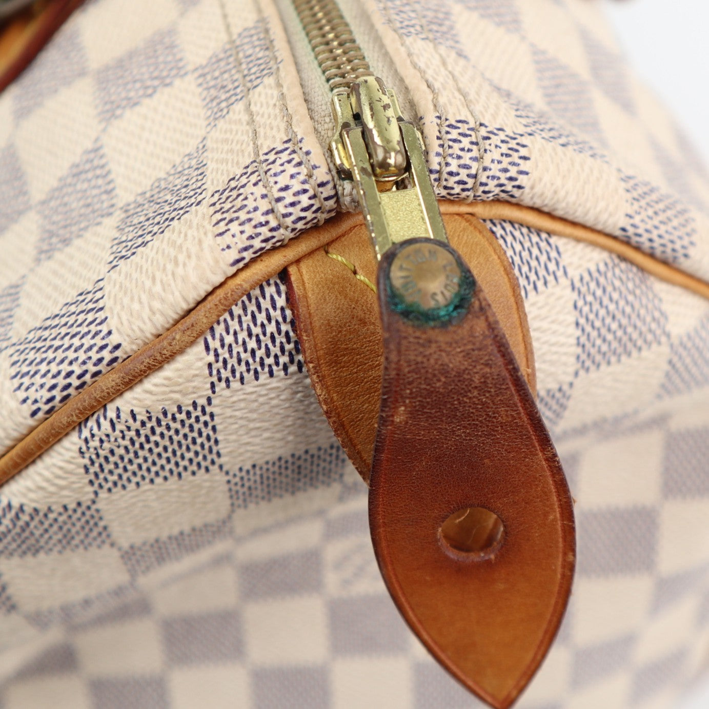 Louis Vuitton Damier Azur Canvas Speedy 30 Shoulder Bag C1594 | Pre-Owned Very Good Brown Damier Azur Canvas