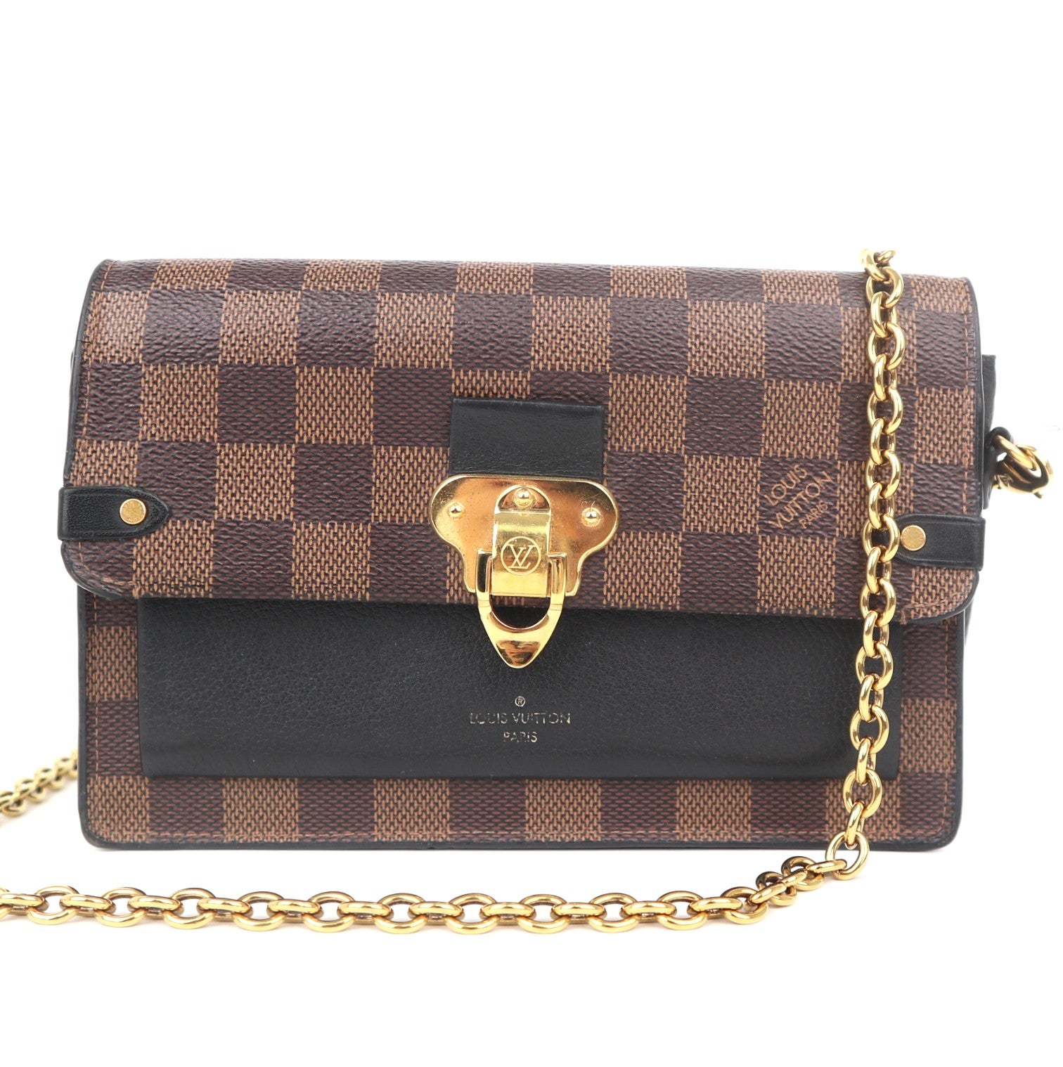 C1051 Louis Vuitton Vavin Chain Wallet NM Damier with Leather crossbody bag-Pre Owned