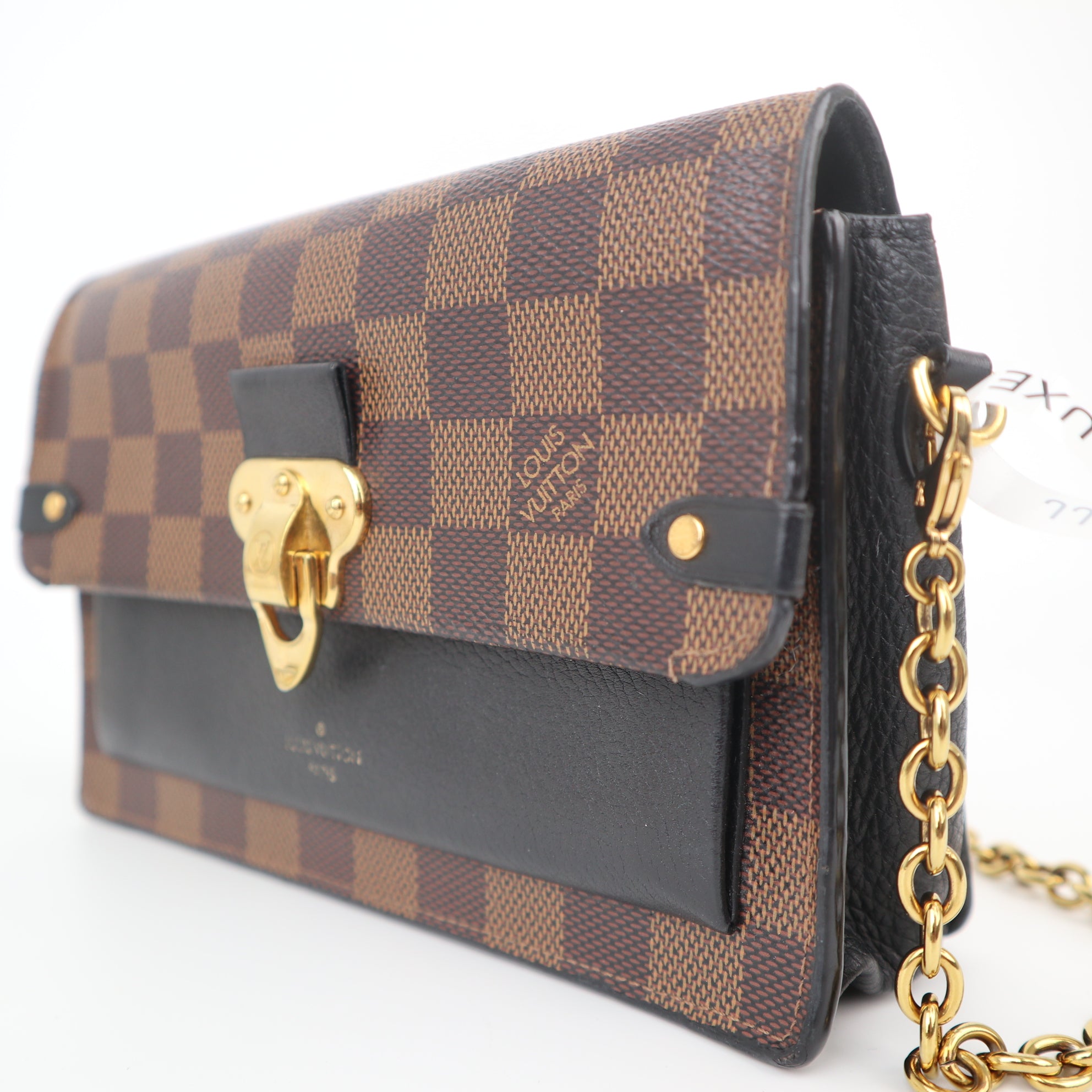 C1051 Louis Vuitton Vavin Chain Wallet NM Damier with Leather crossbody bag-Pre Owned