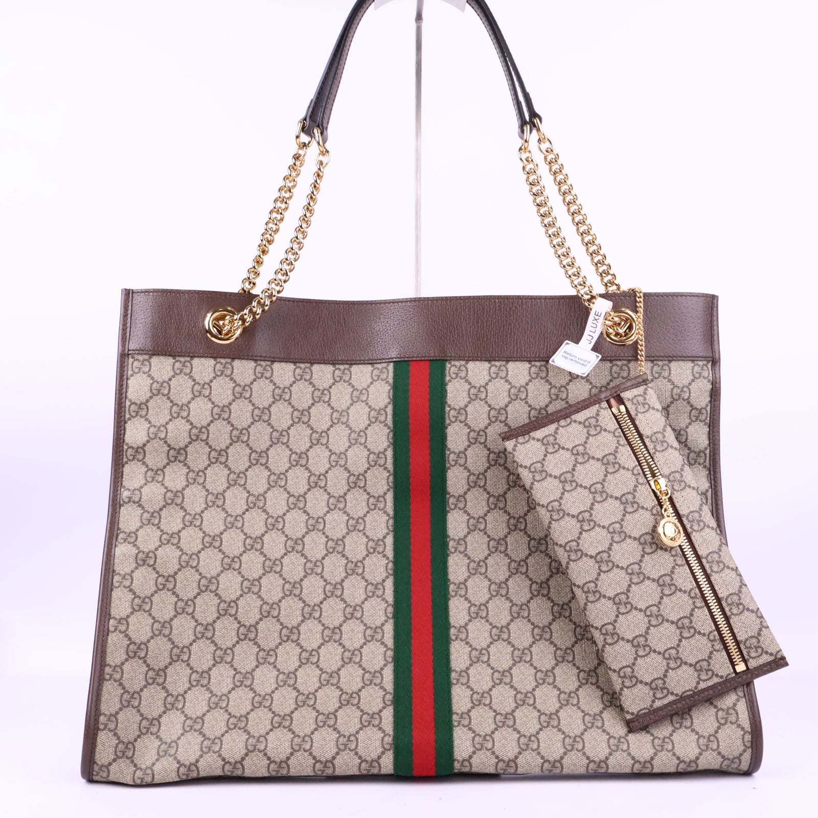 J3204 Gucci Tote Bag Rajah Tiger Large Tote | Pre-Owned Like New Beige and Brown GG Supreme canvas GG monogram